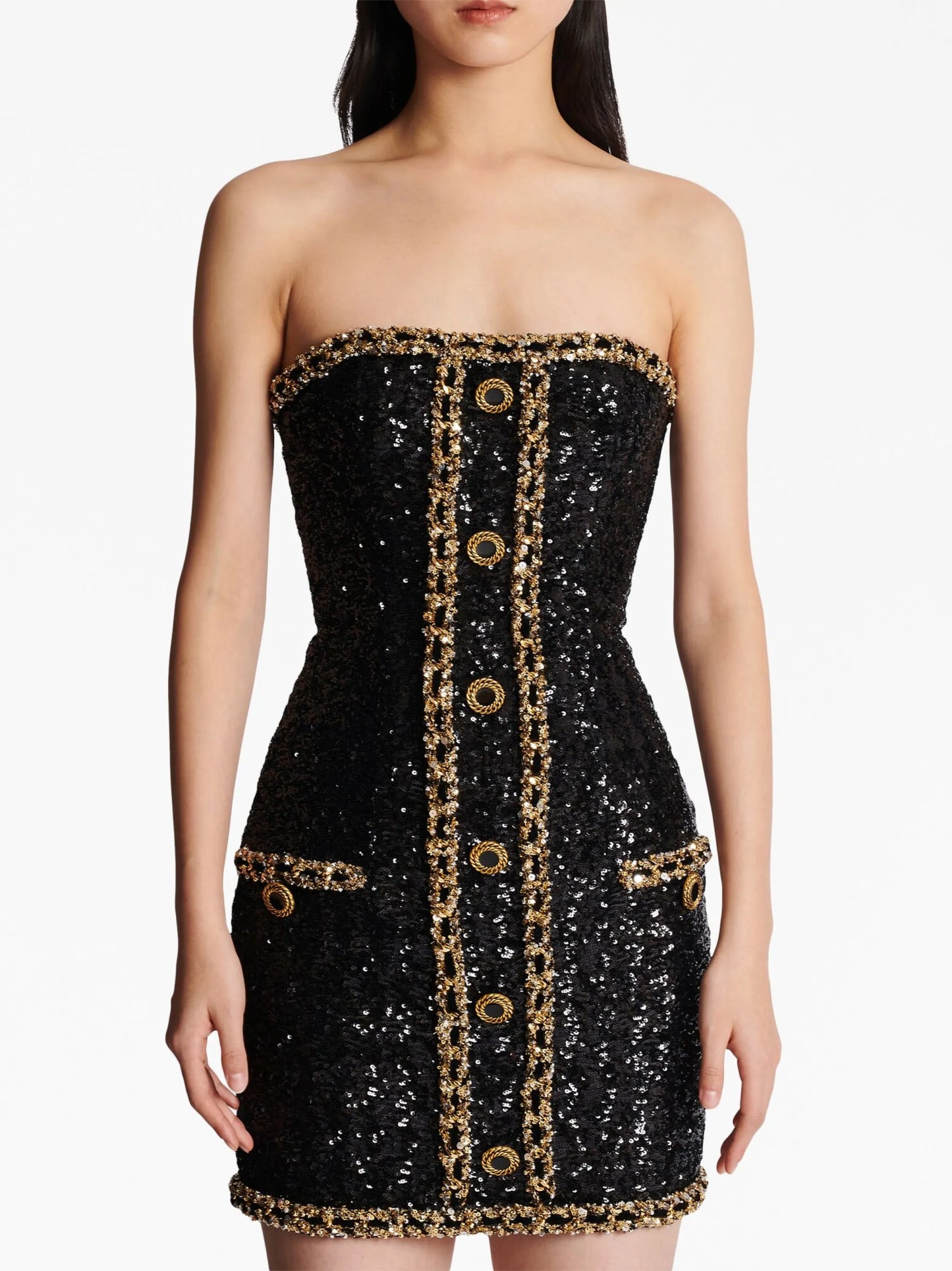 sequin-embellishment bustier minidress