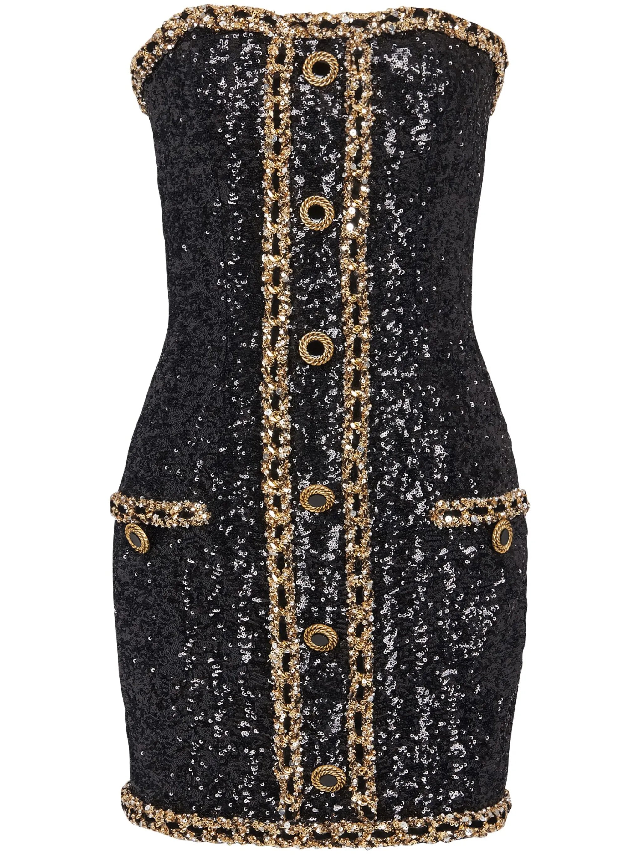 sequin-embellishment bustier minidress