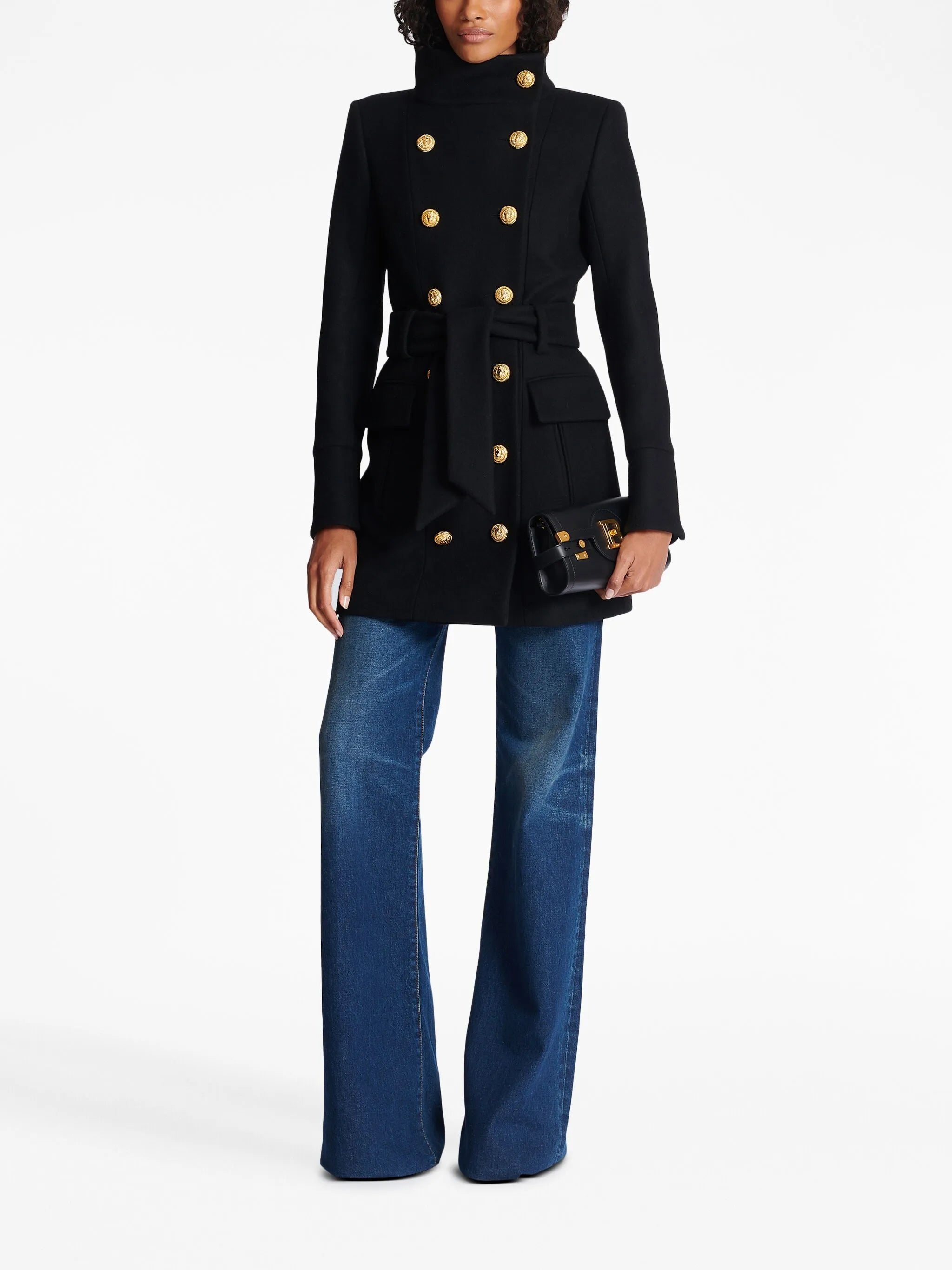 belted military wool coat
