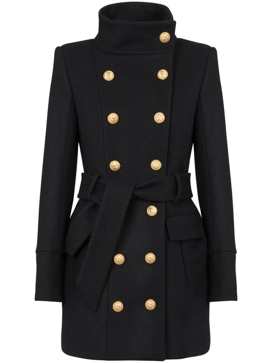 belted military wool coat