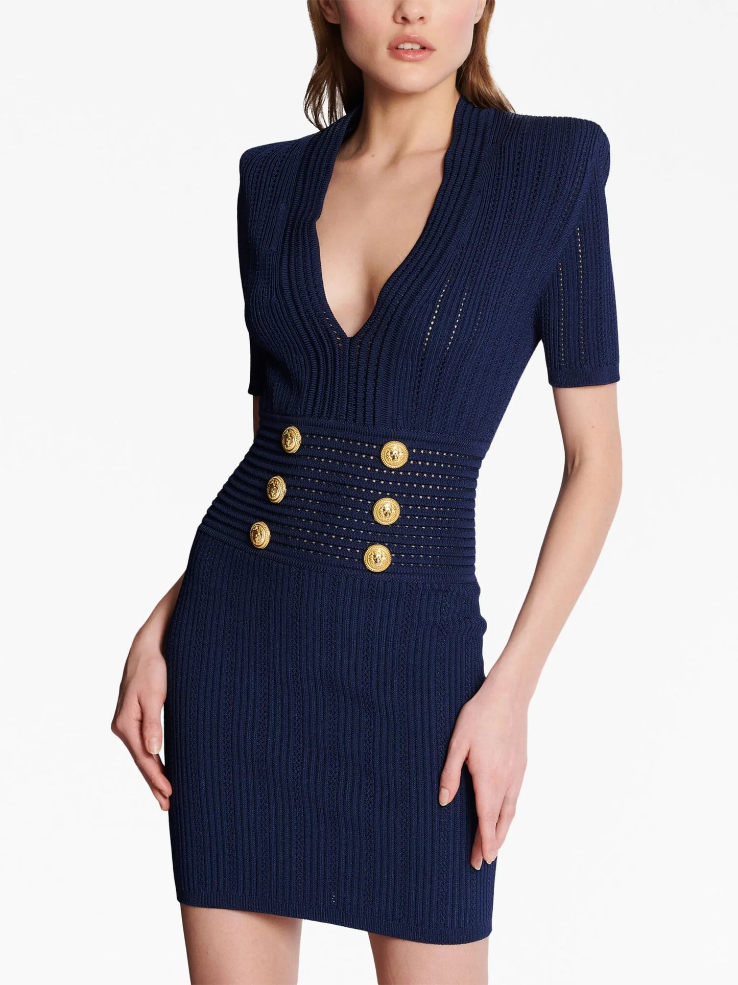 V-neck knitted dress