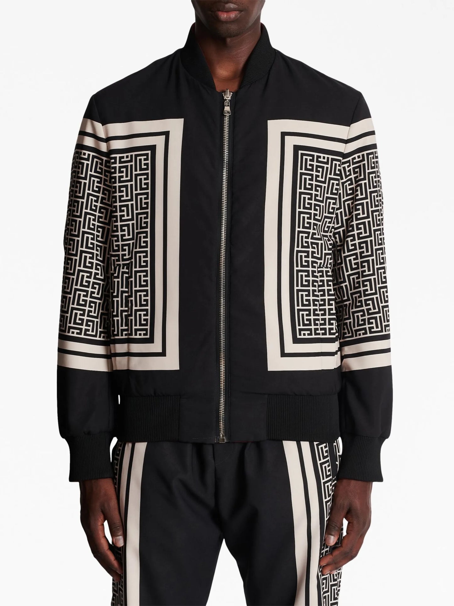 monogram-print reversible bomber jacket