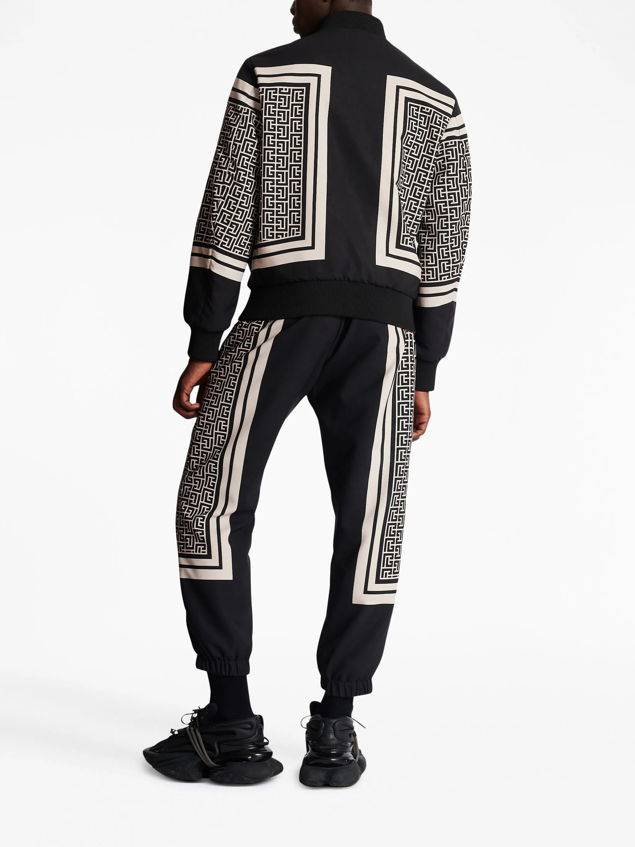 monogram-print reversible bomber jacket