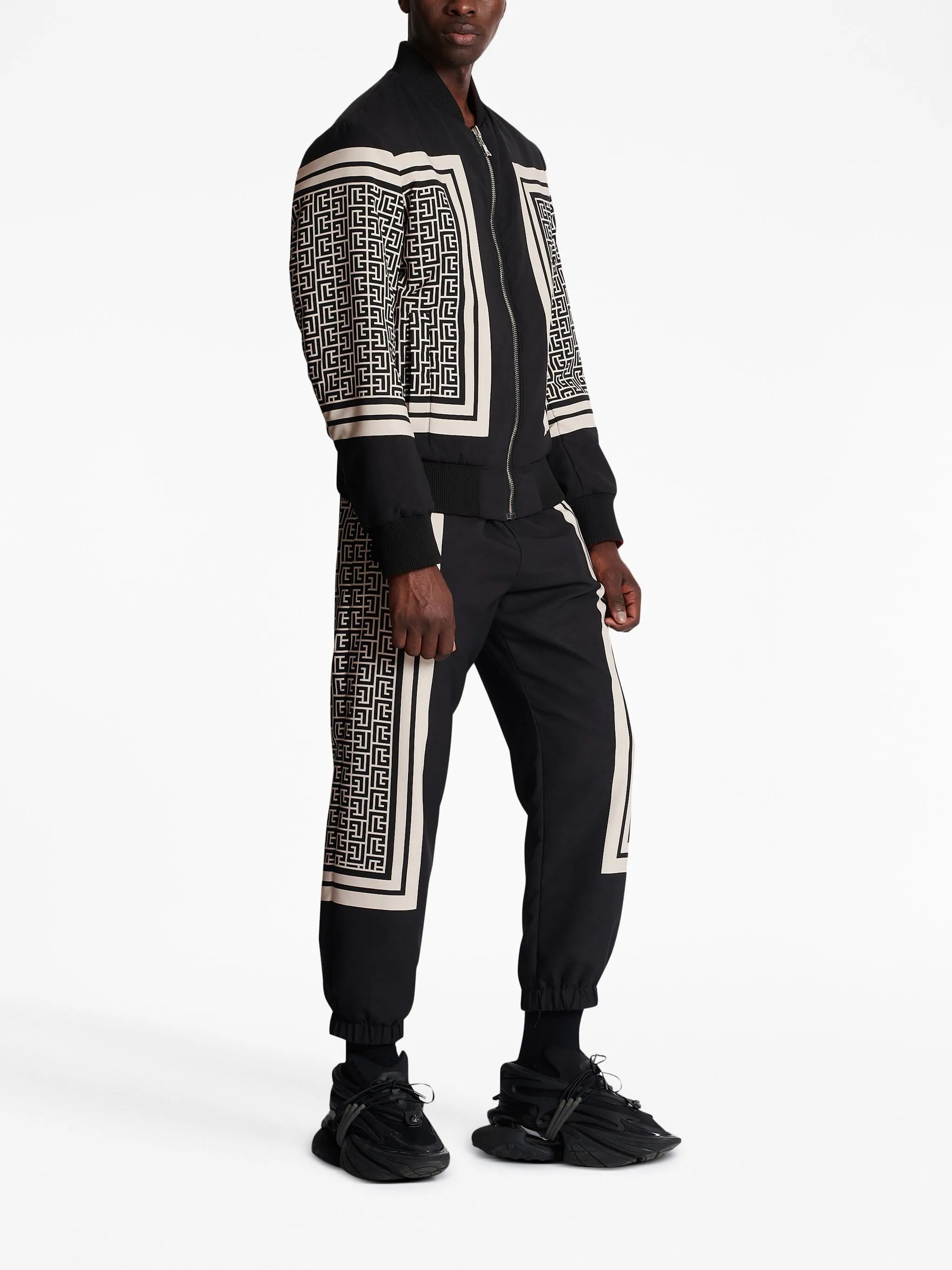 monogram-print reversible bomber jacket
