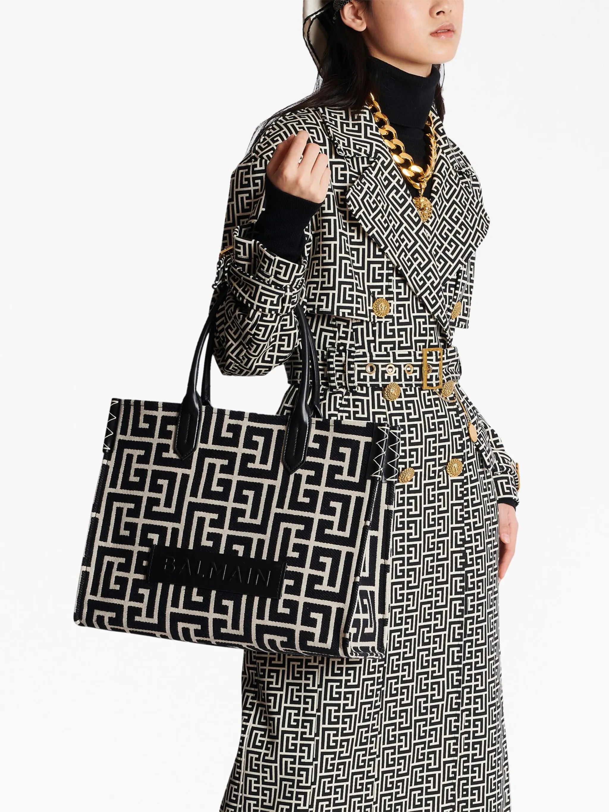 monogram-jacquard medium shopper bag