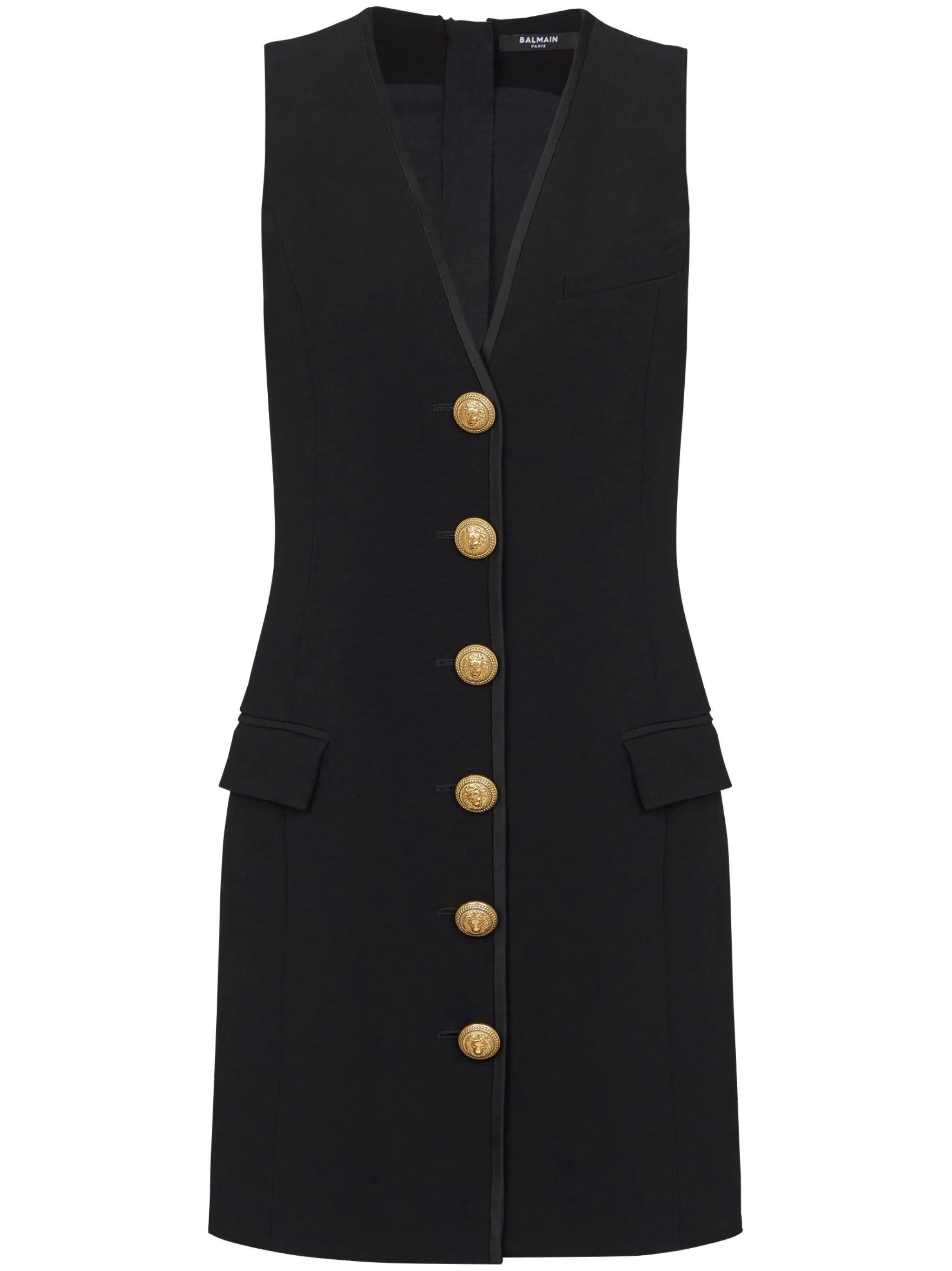 V-neck button-front minidress