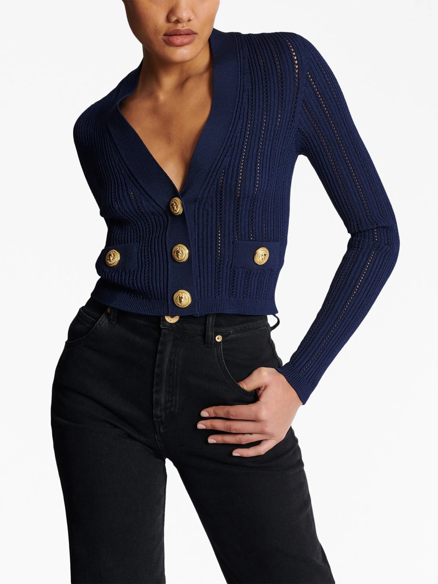 V-neck cropped cardigan