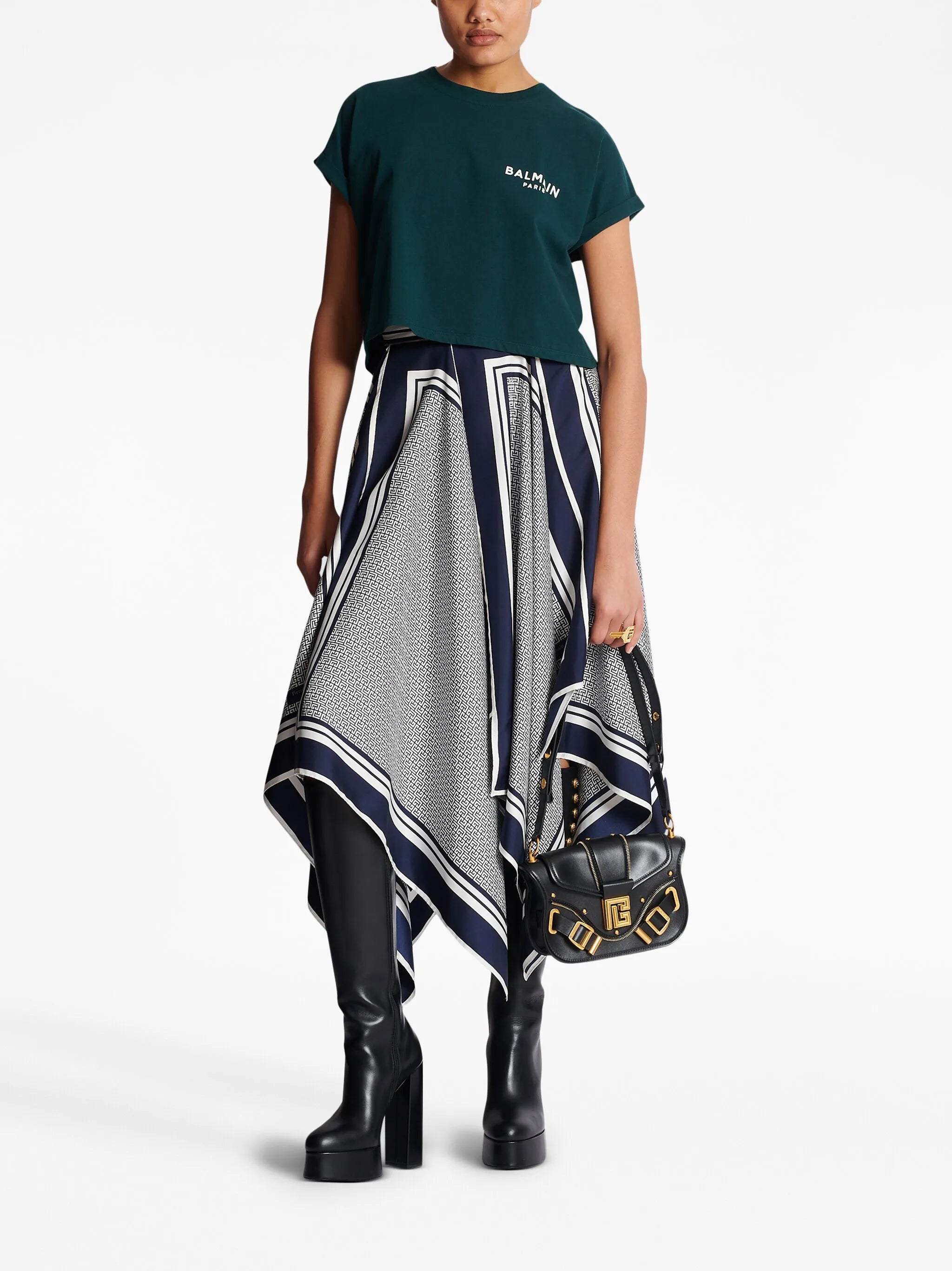 flocked-logo cropped T-shirt