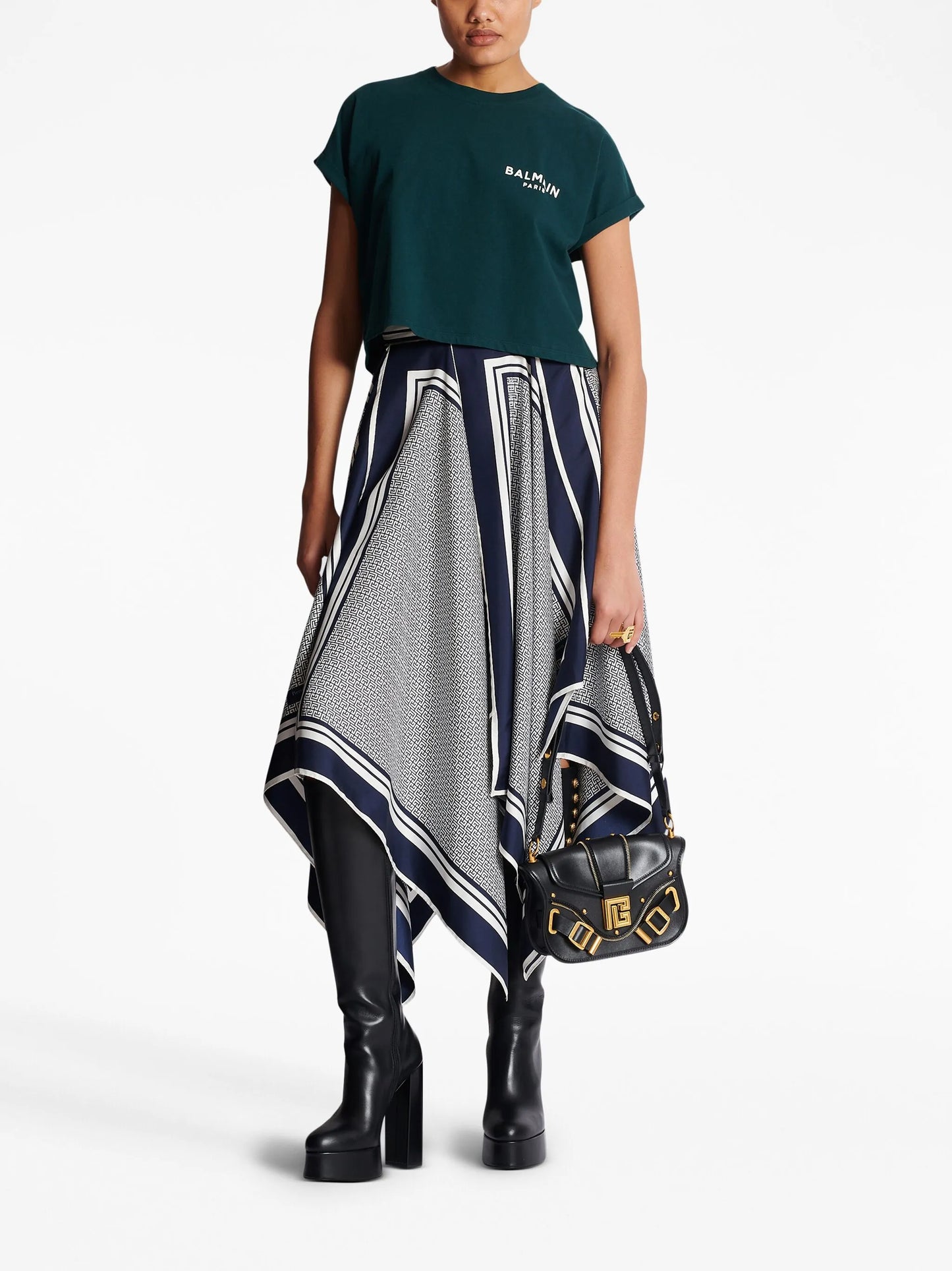 flocked-logo cropped T-shirt