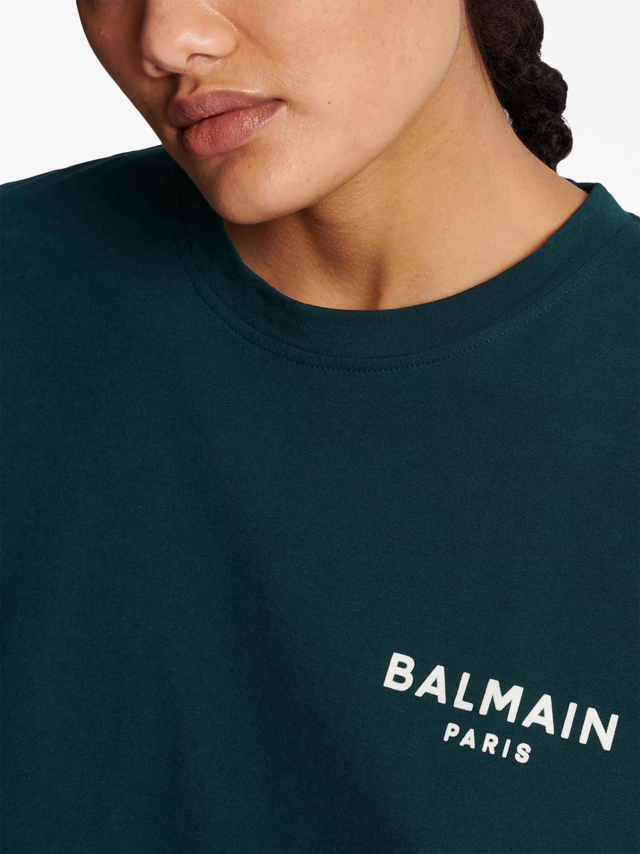 flocked-logo cropped T-shirt