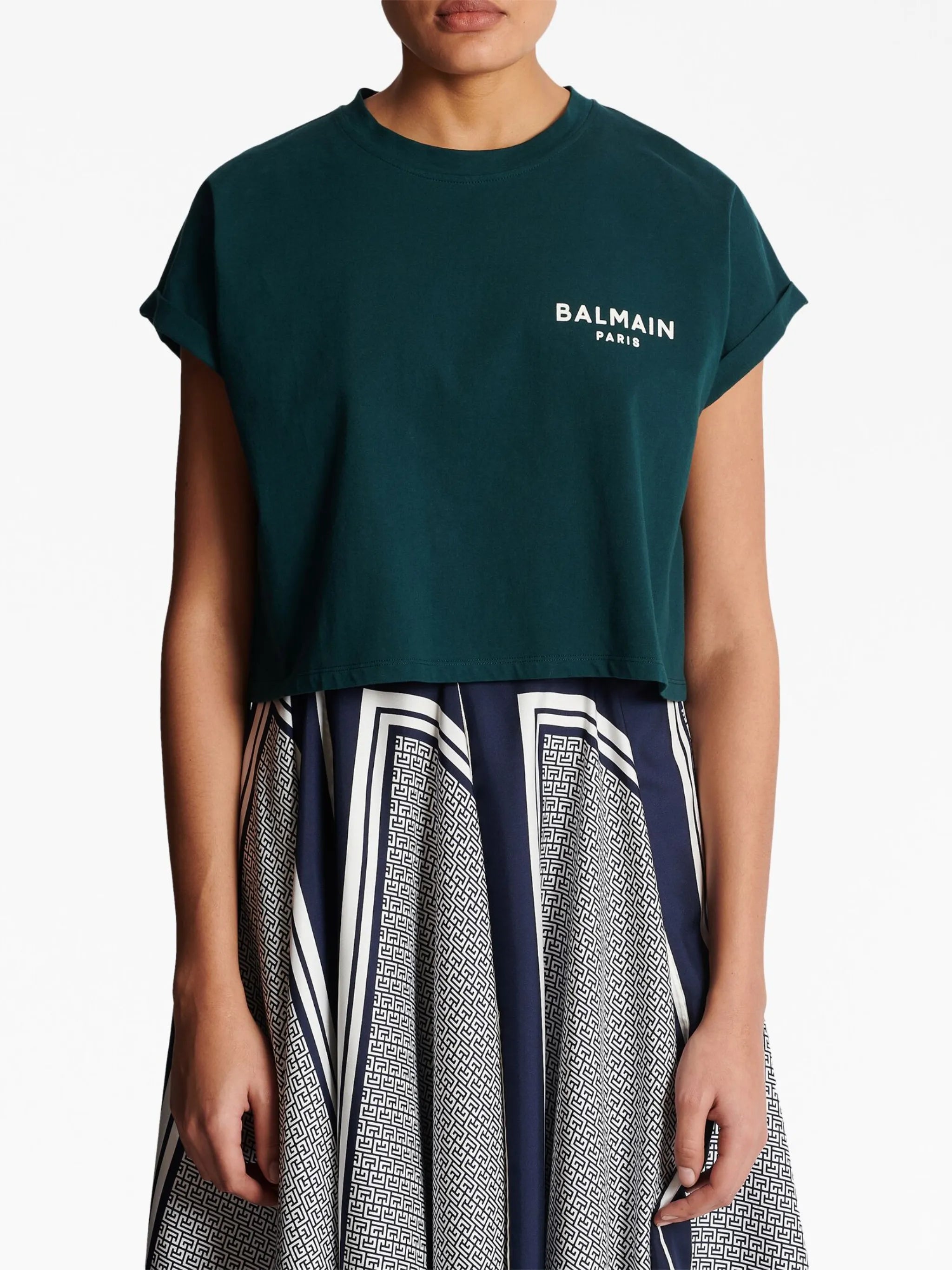flocked-logo cropped T-shirt