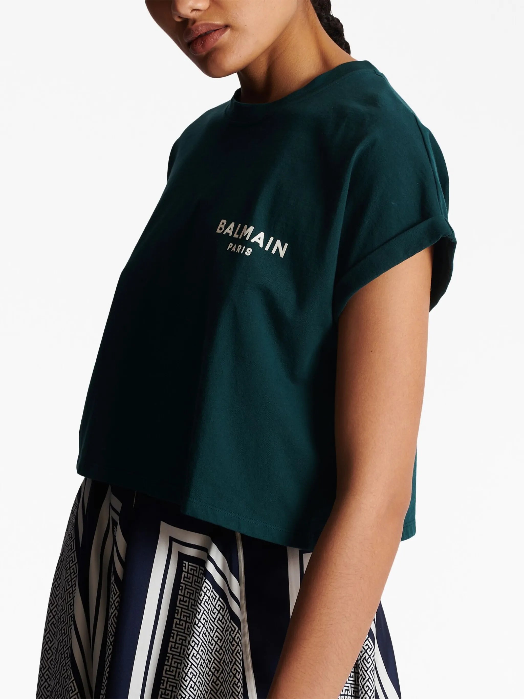 flocked-logo cropped T-shirt