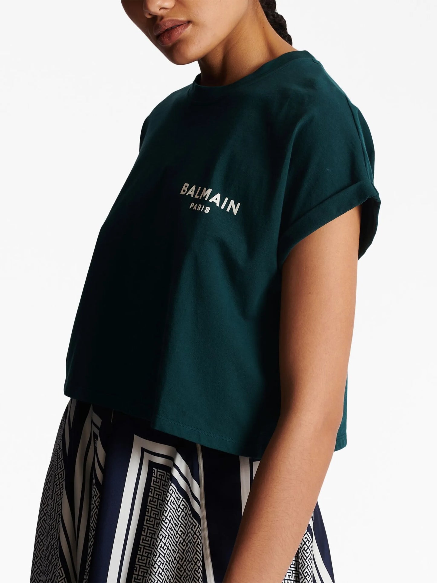 flocked-logo cropped T-shirt