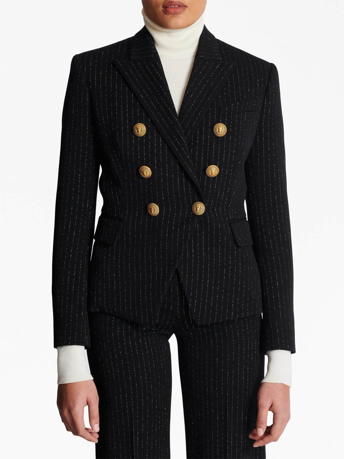 lurex-detail double-breasted blazer