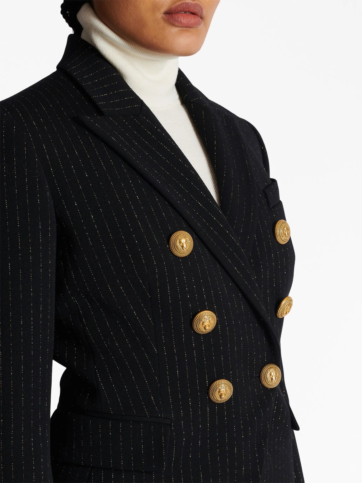 lurex-detail double-breasted blazer