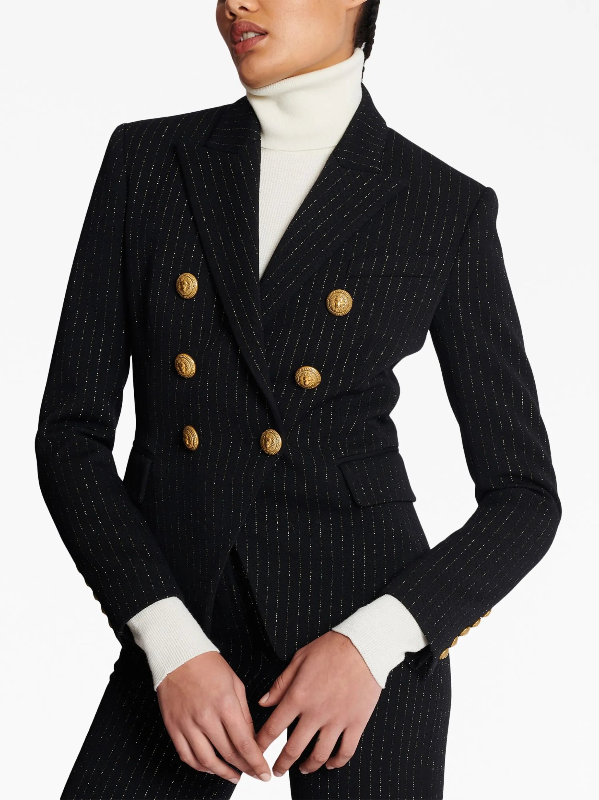 lurex-detail double-breasted blazer