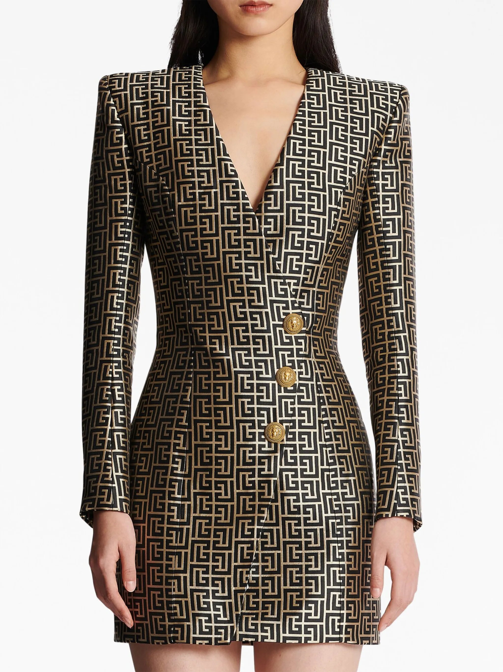 monogram-print blazer minidress