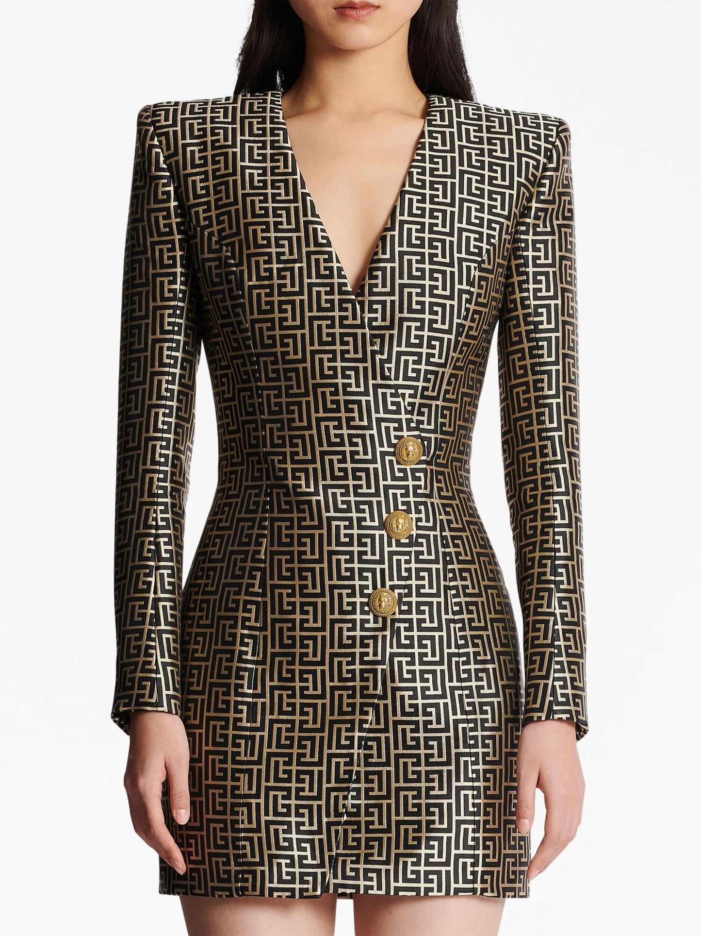 monogram-print blazer minidress