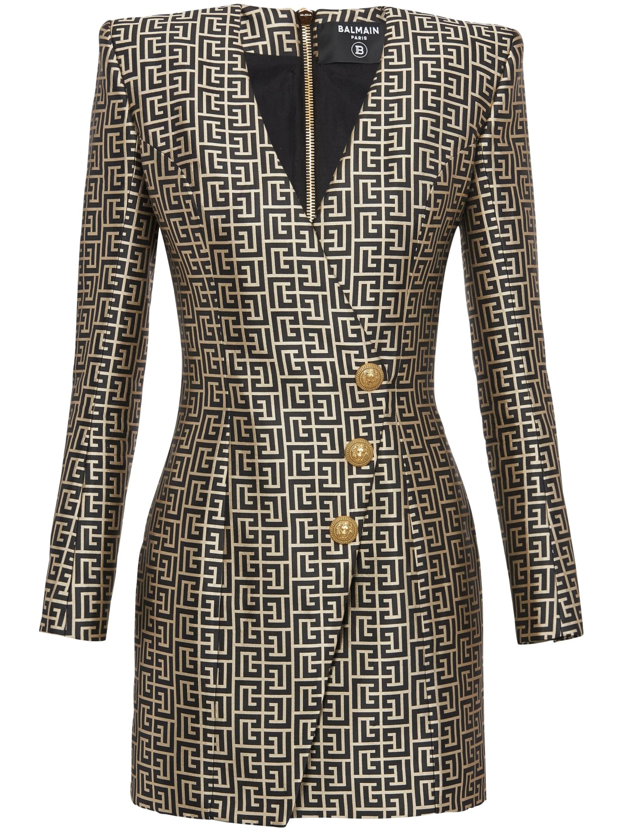 monogram-print blazer minidress