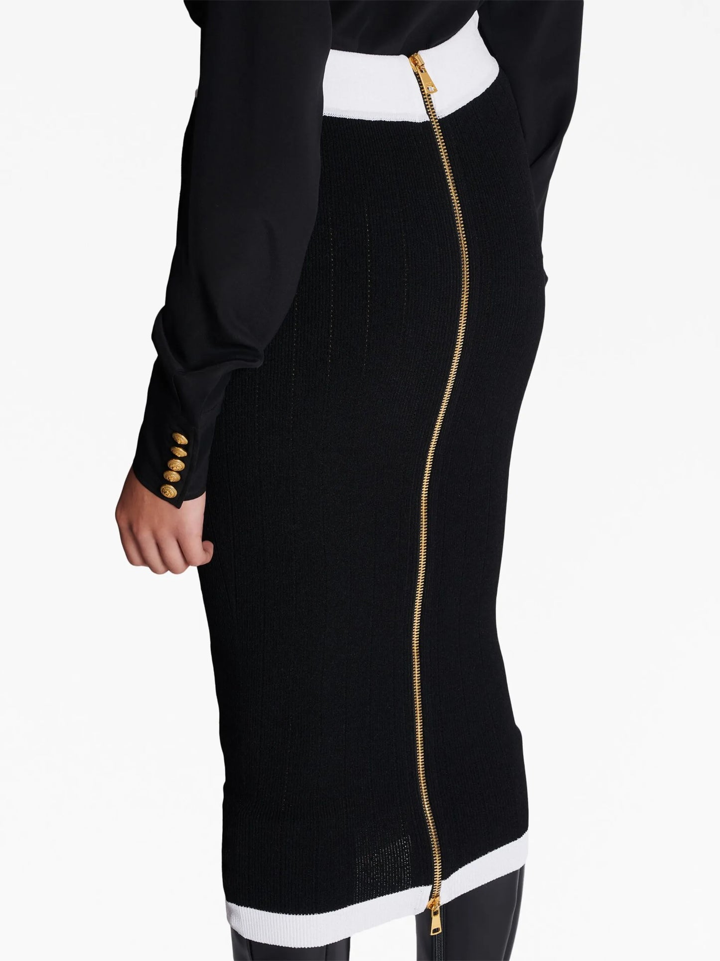 buttoned knit midi skirt