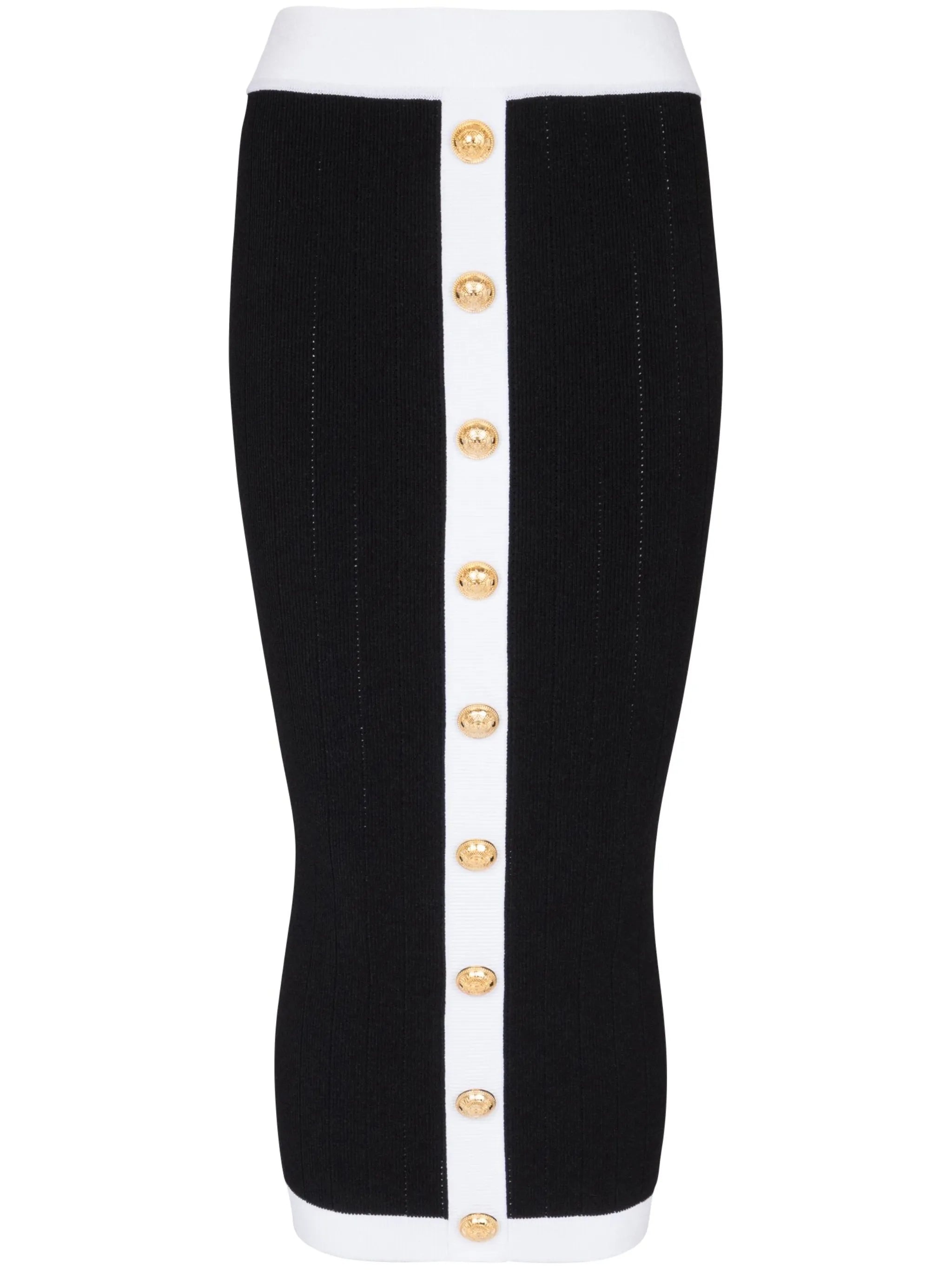 buttoned knit midi skirt