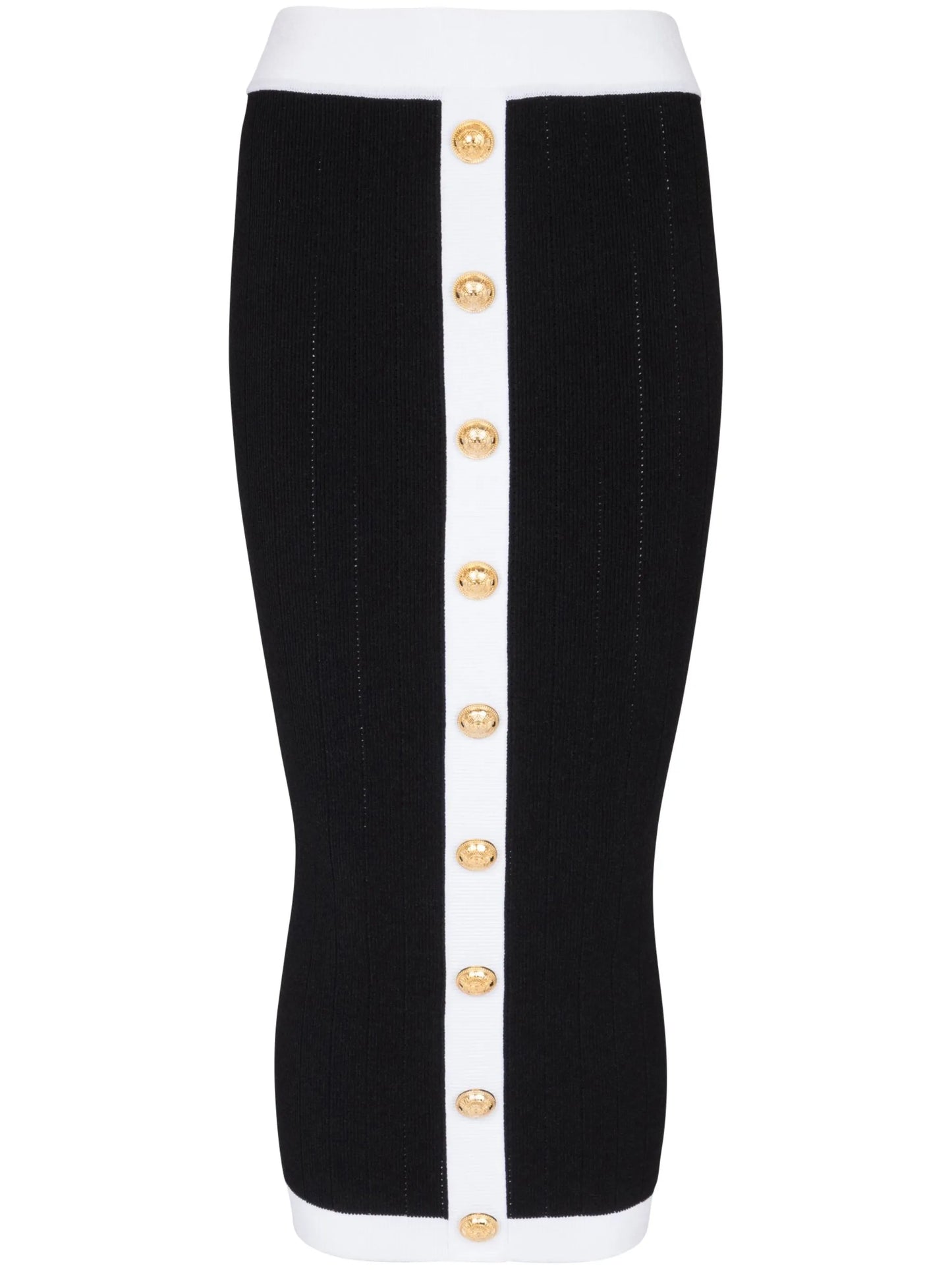 buttoned knit midi skirt
