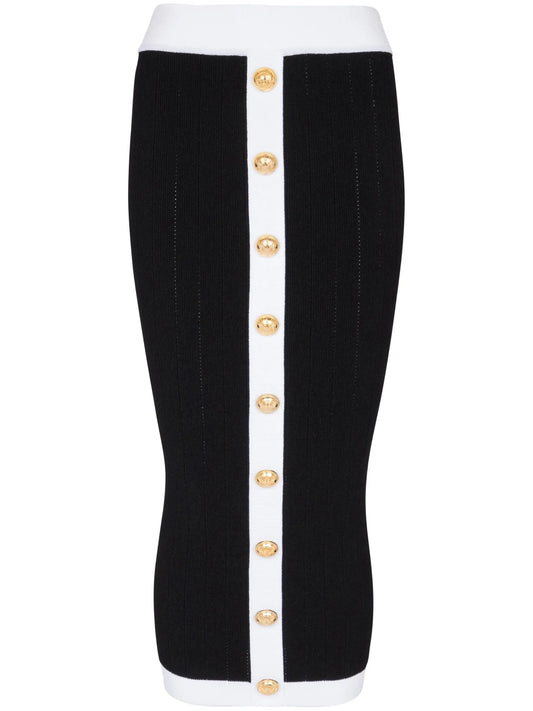 buttoned knit midi skirt