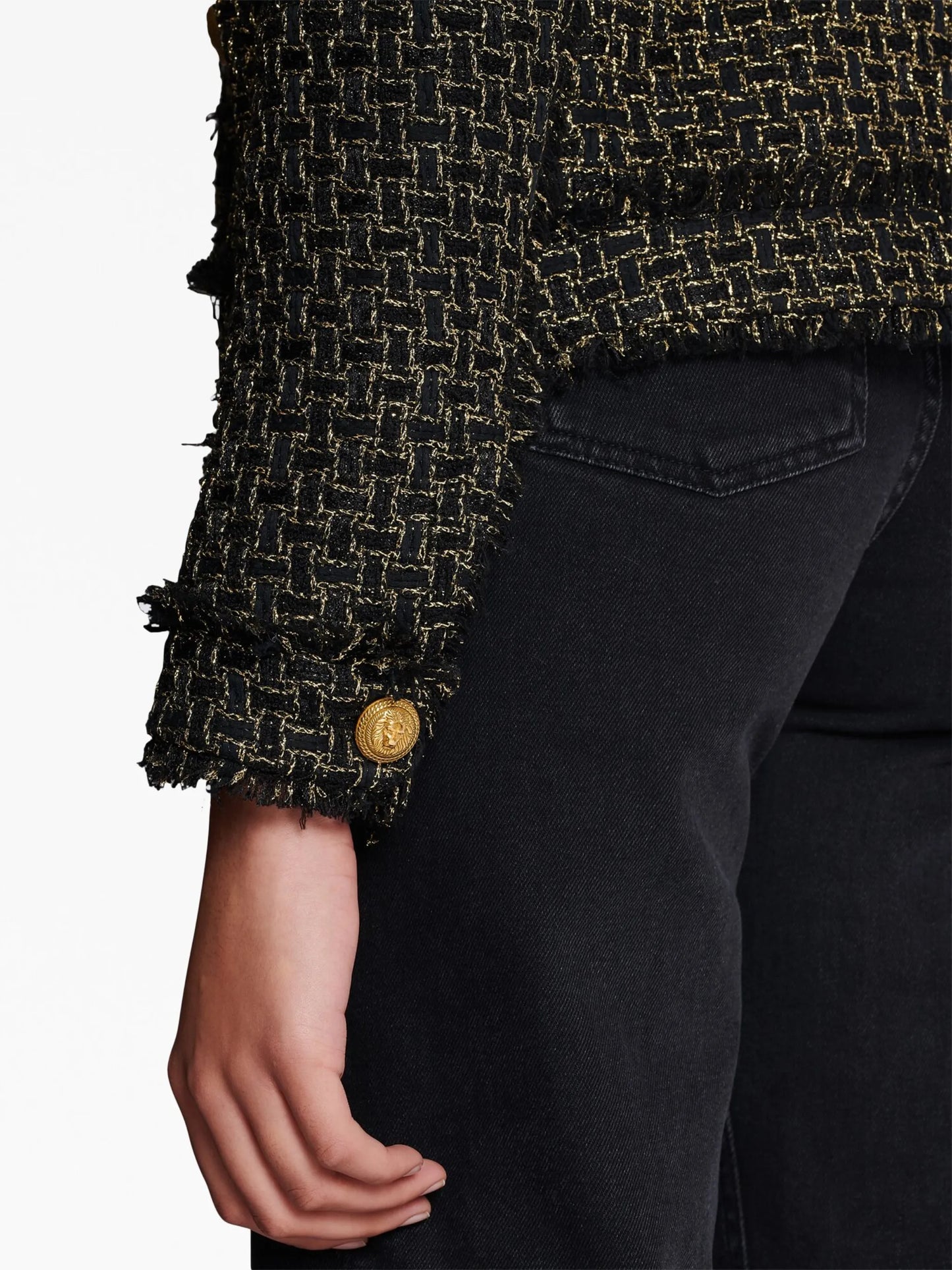 double-breasted tweed jacket