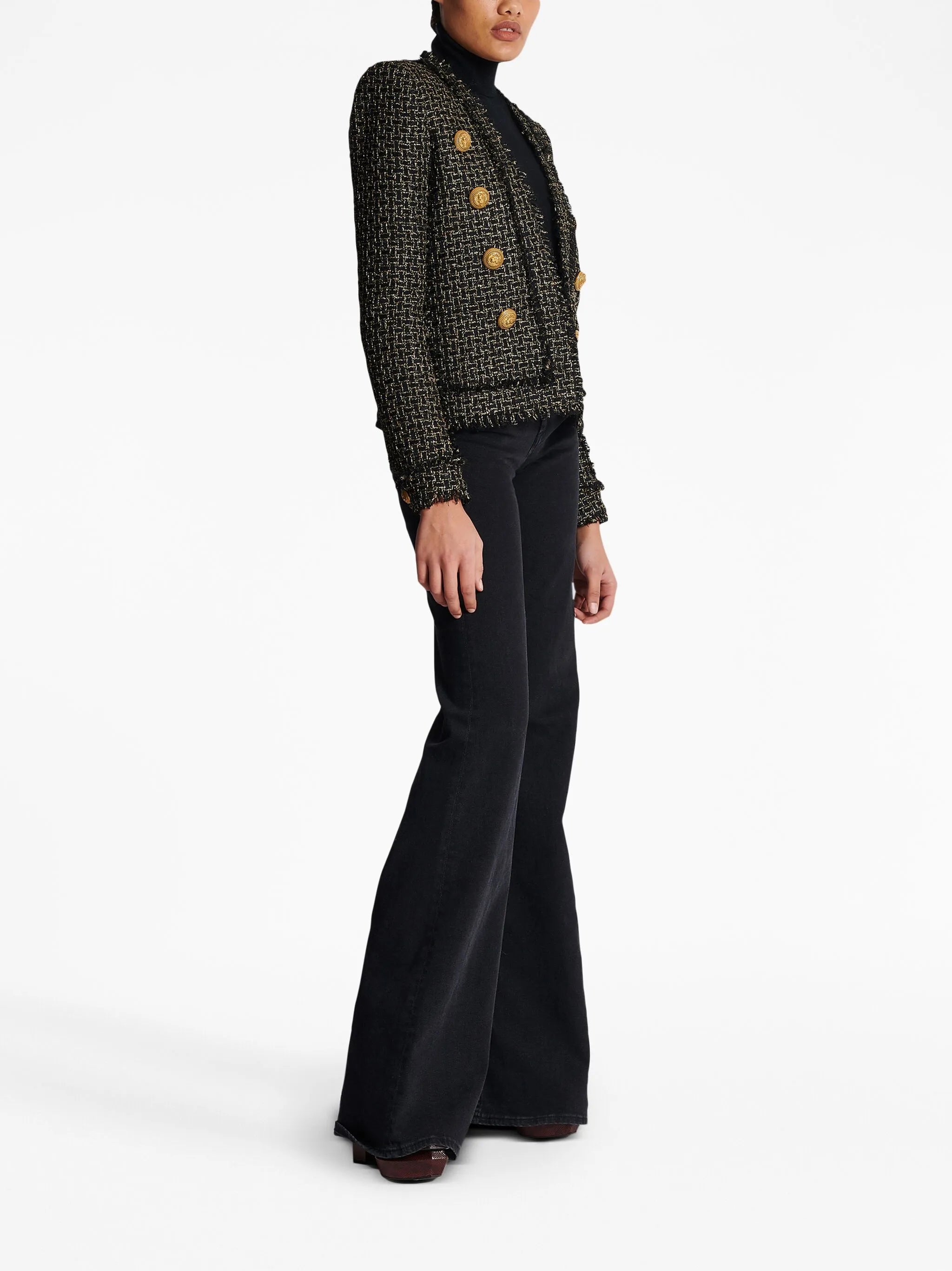 double-breasted tweed jacket