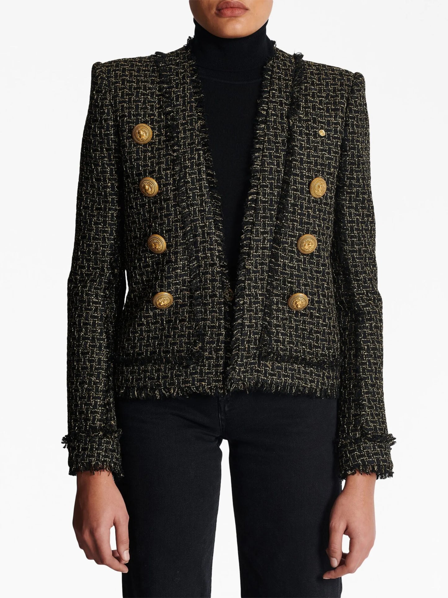 double-breasted tweed jacket