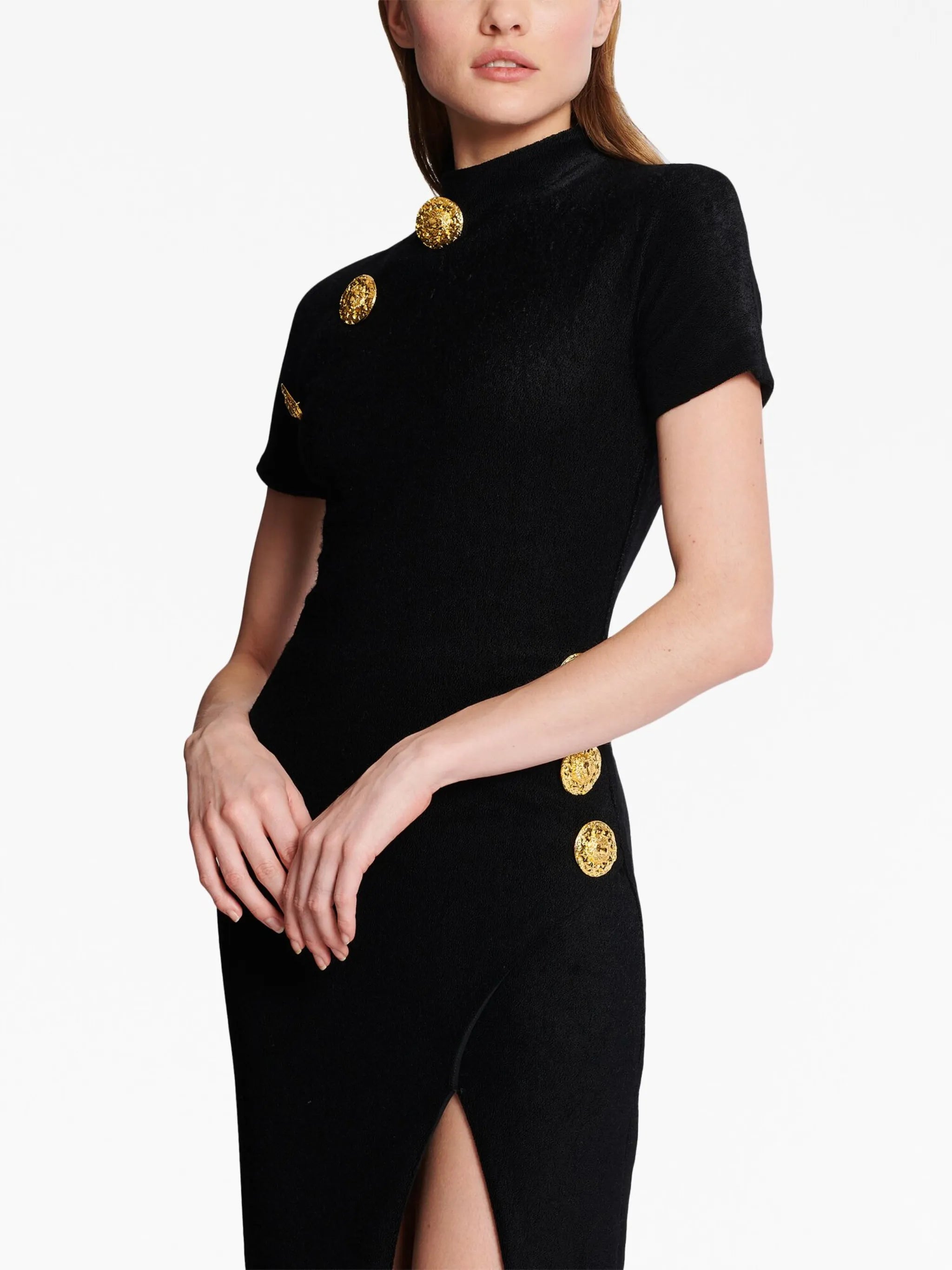 short-sleeve buttoned maxi dress