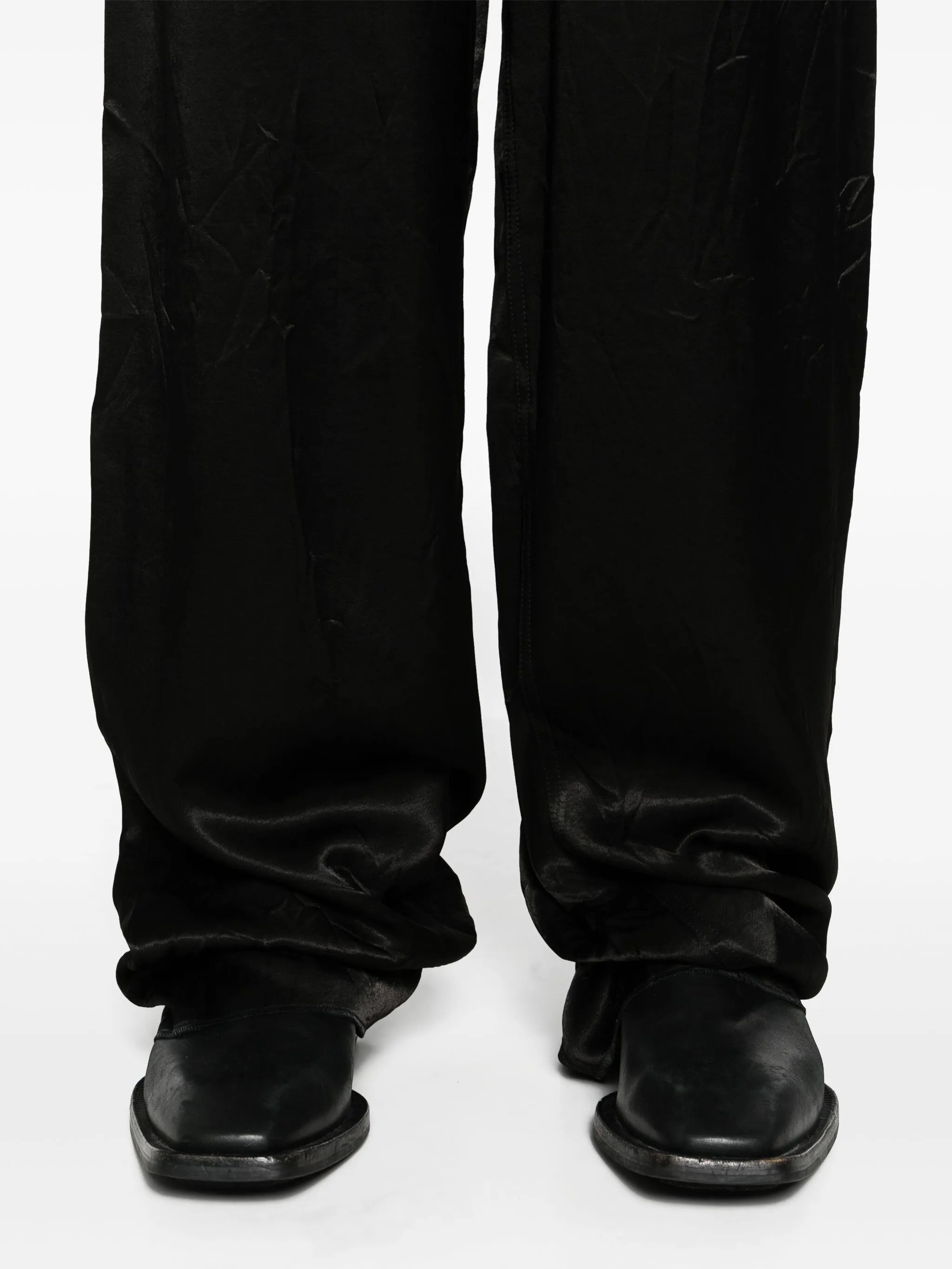 high-waist straight-leg trousers