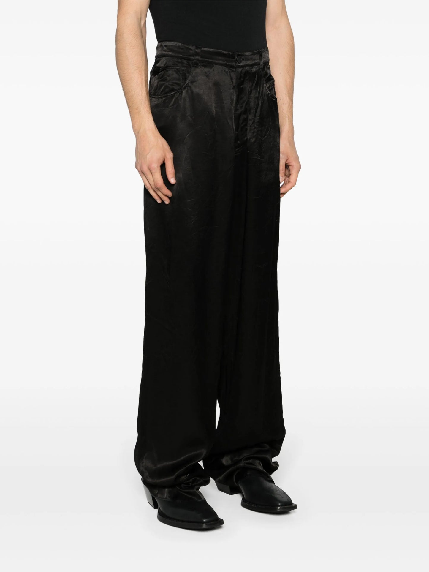 high-waist straight-leg trousers