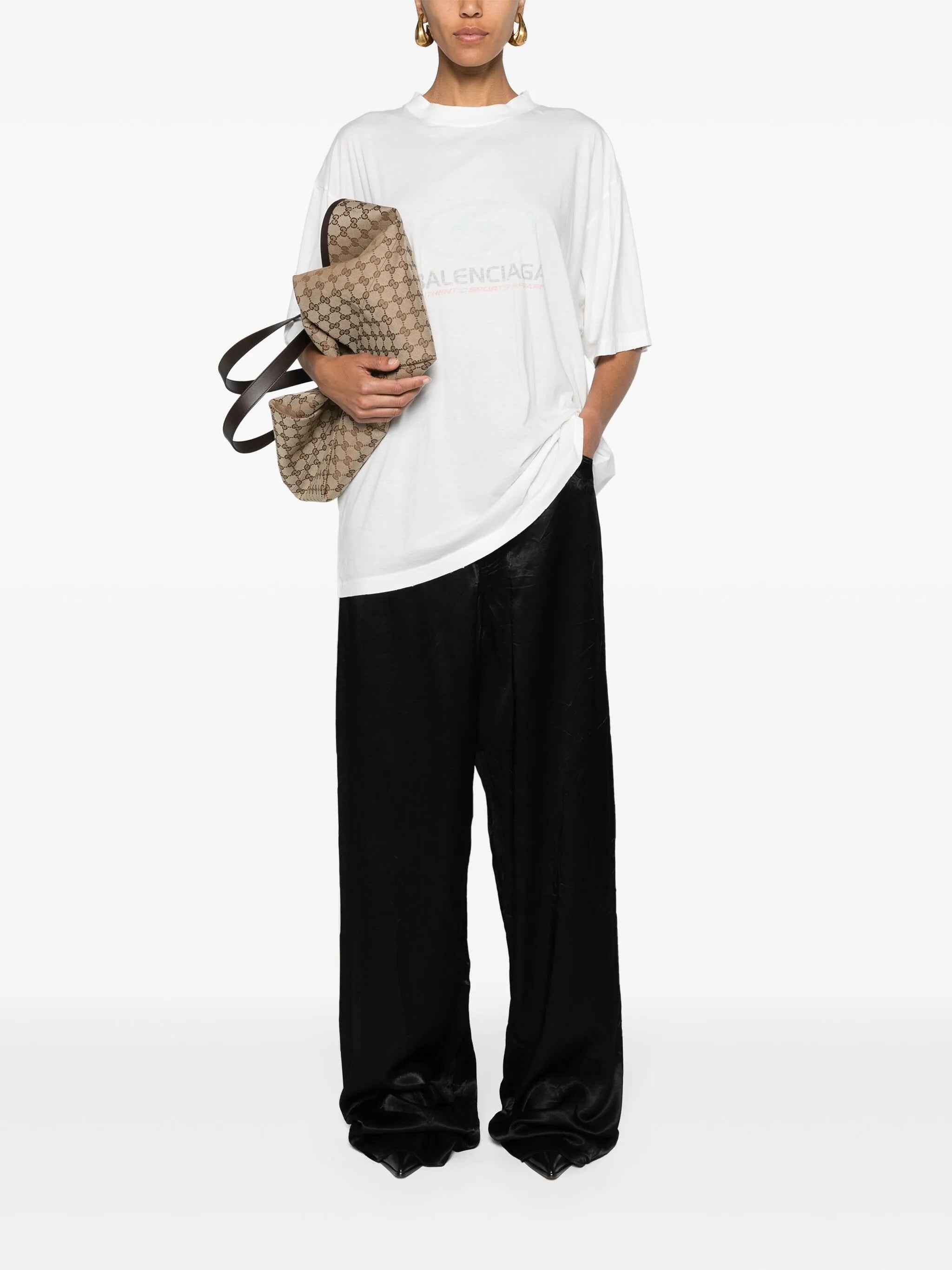 high-waist straight-leg trousers