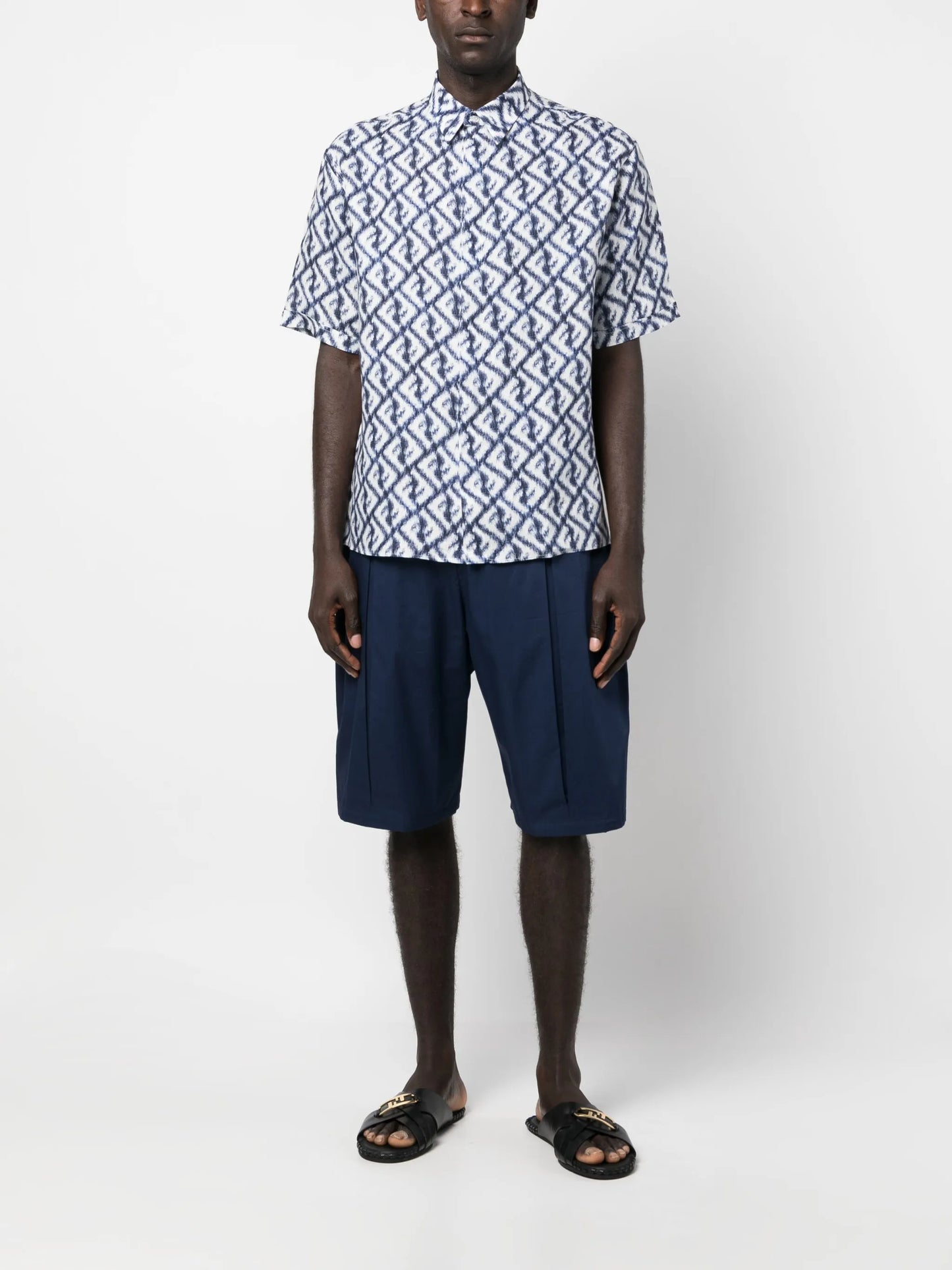 FF-logo print linen shirt