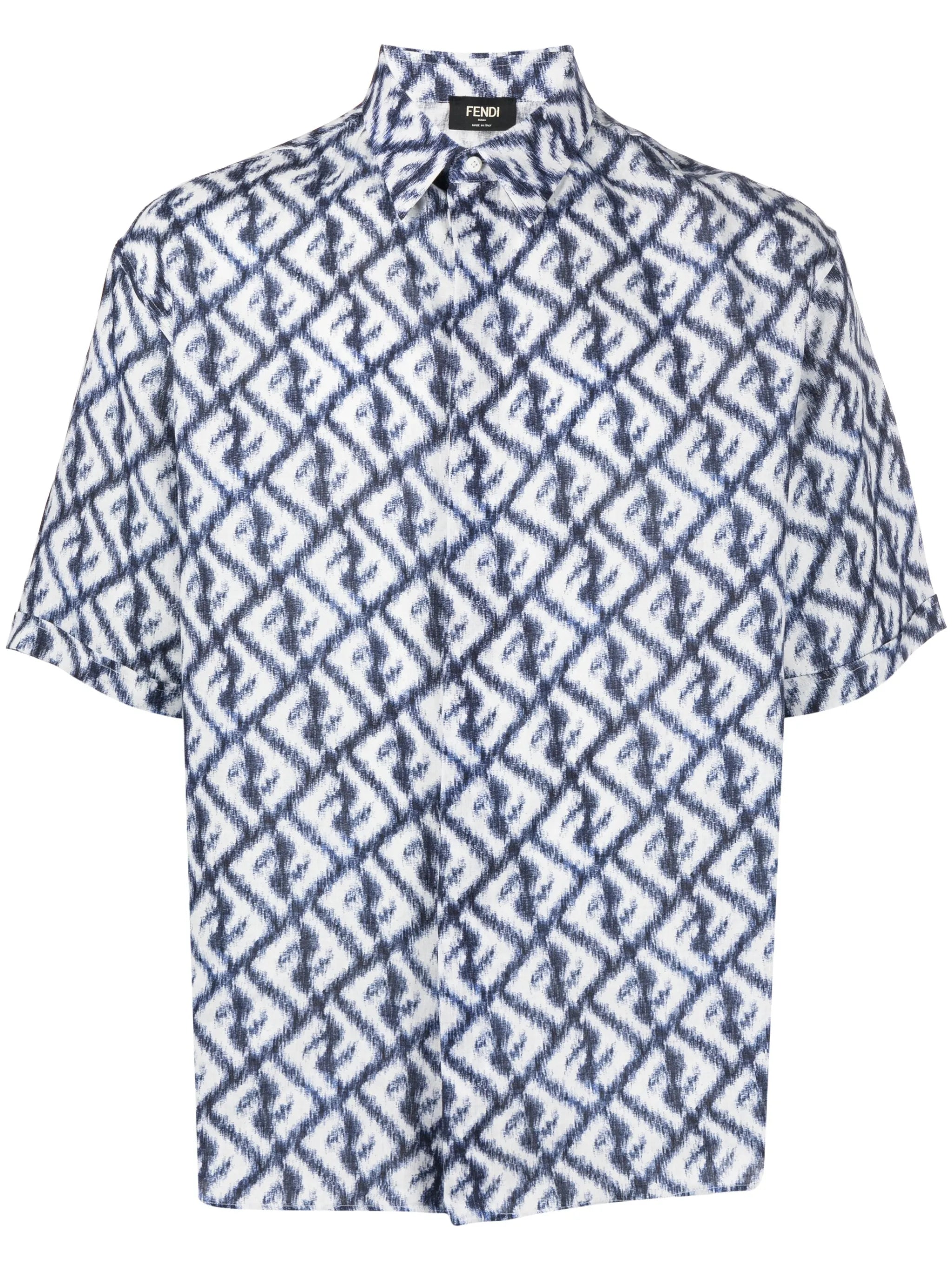 FF-logo print linen shirt