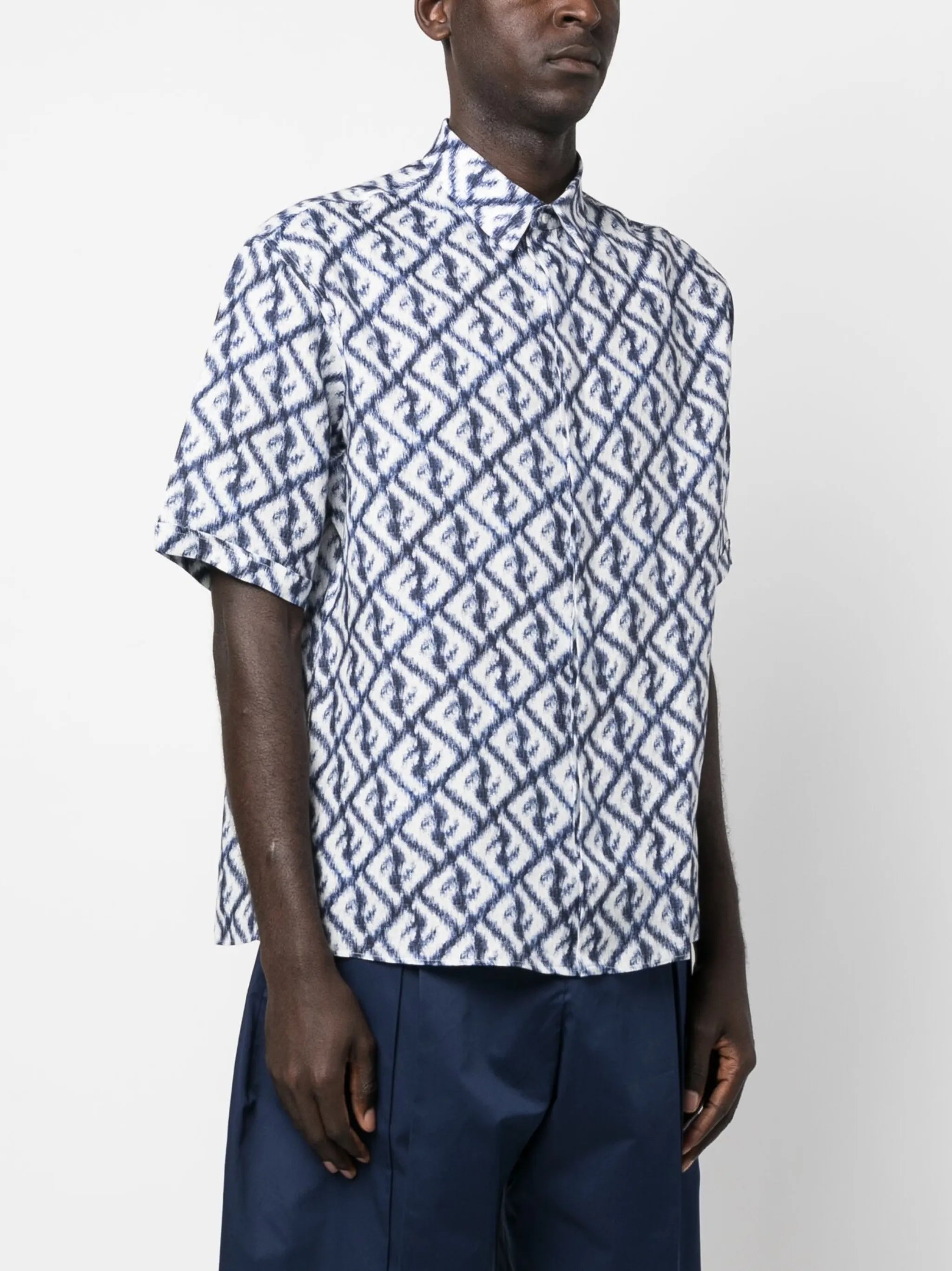 FF-logo print linen shirt