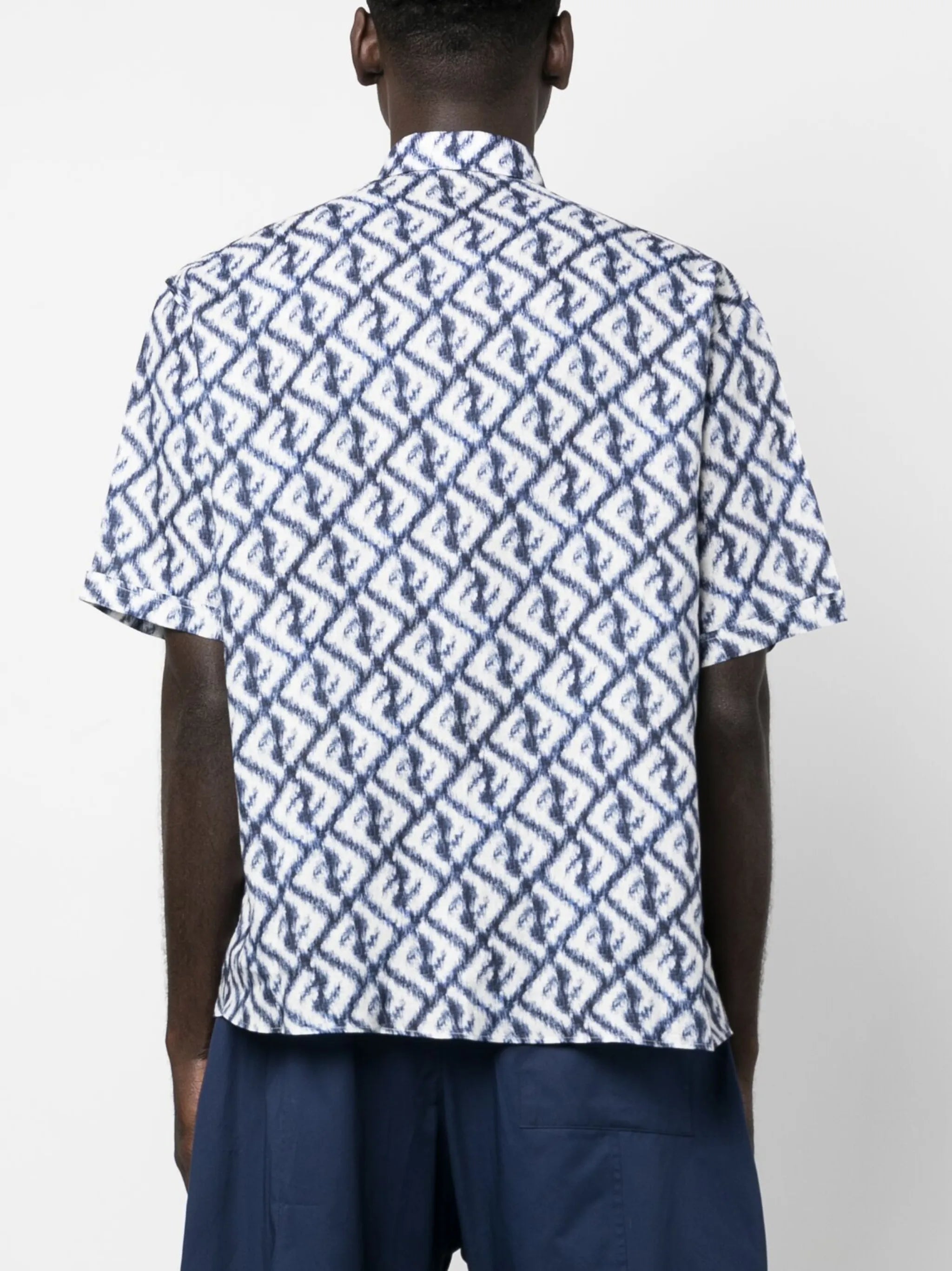 FF-logo print linen shirt