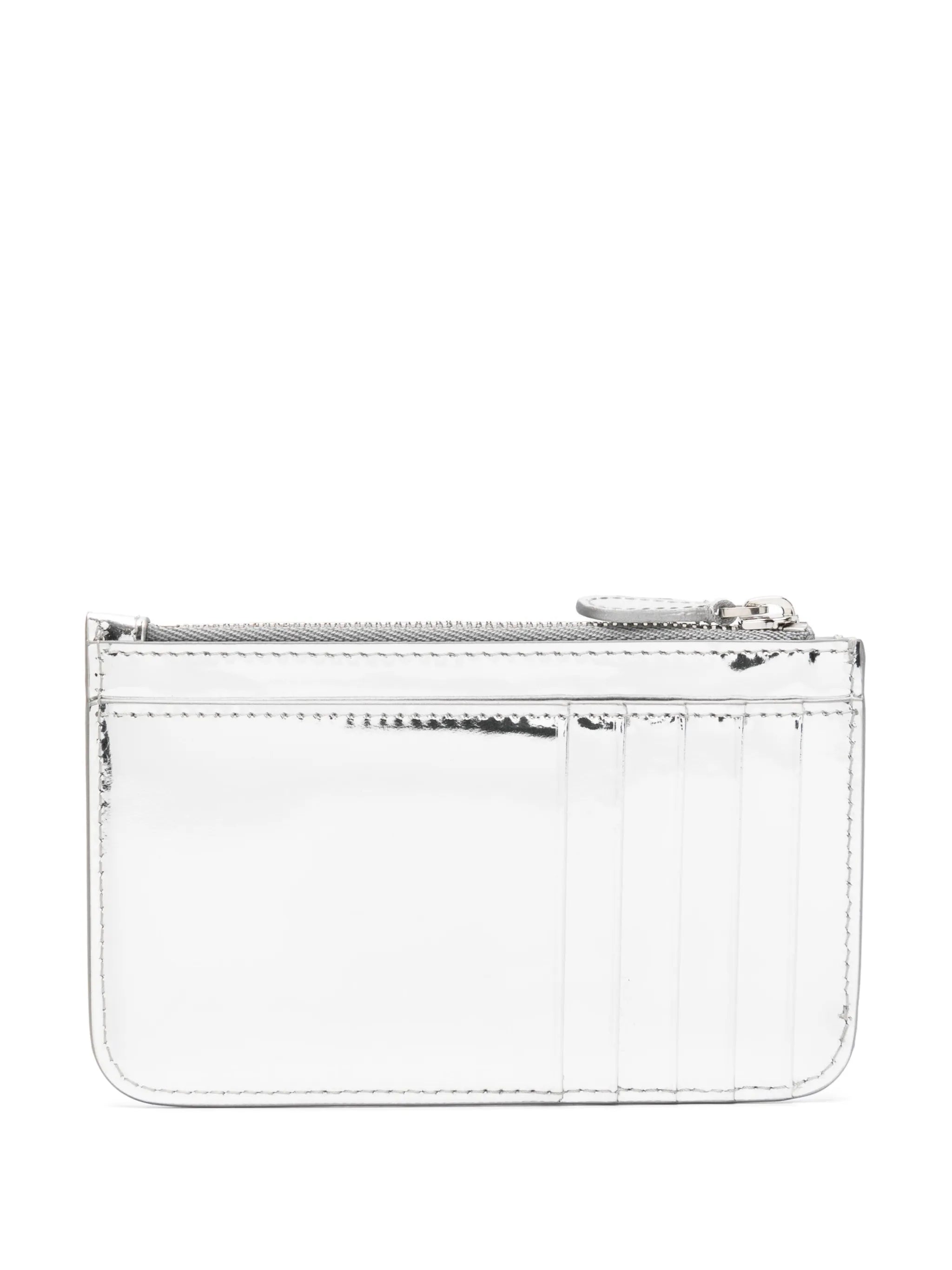 logo-print metallic leather cardholder