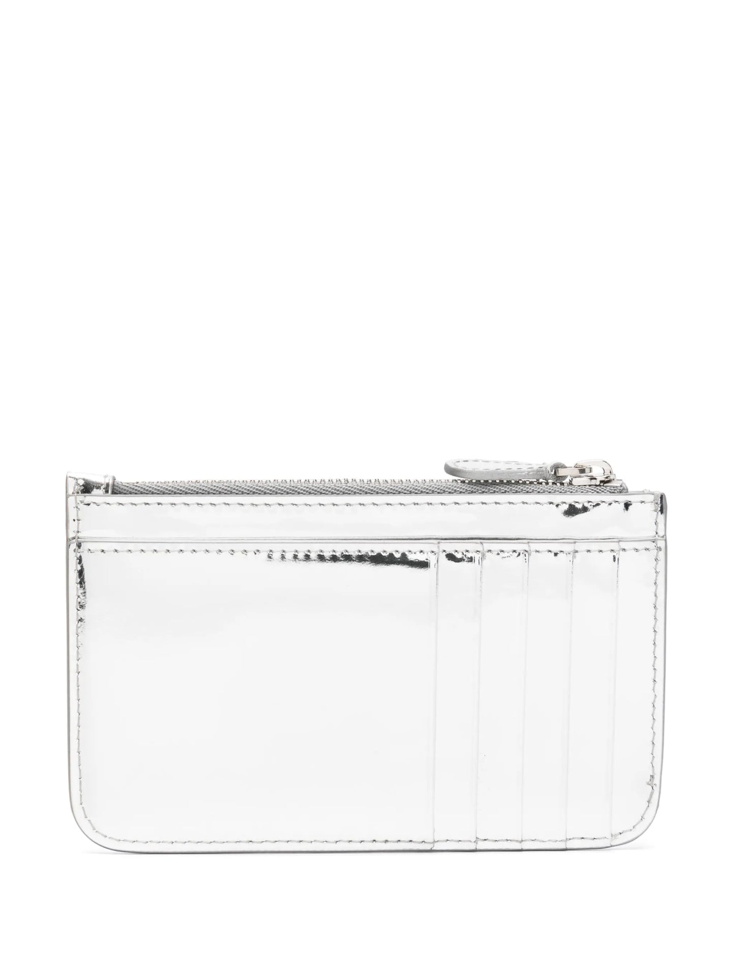 logo-print metallic leather cardholder