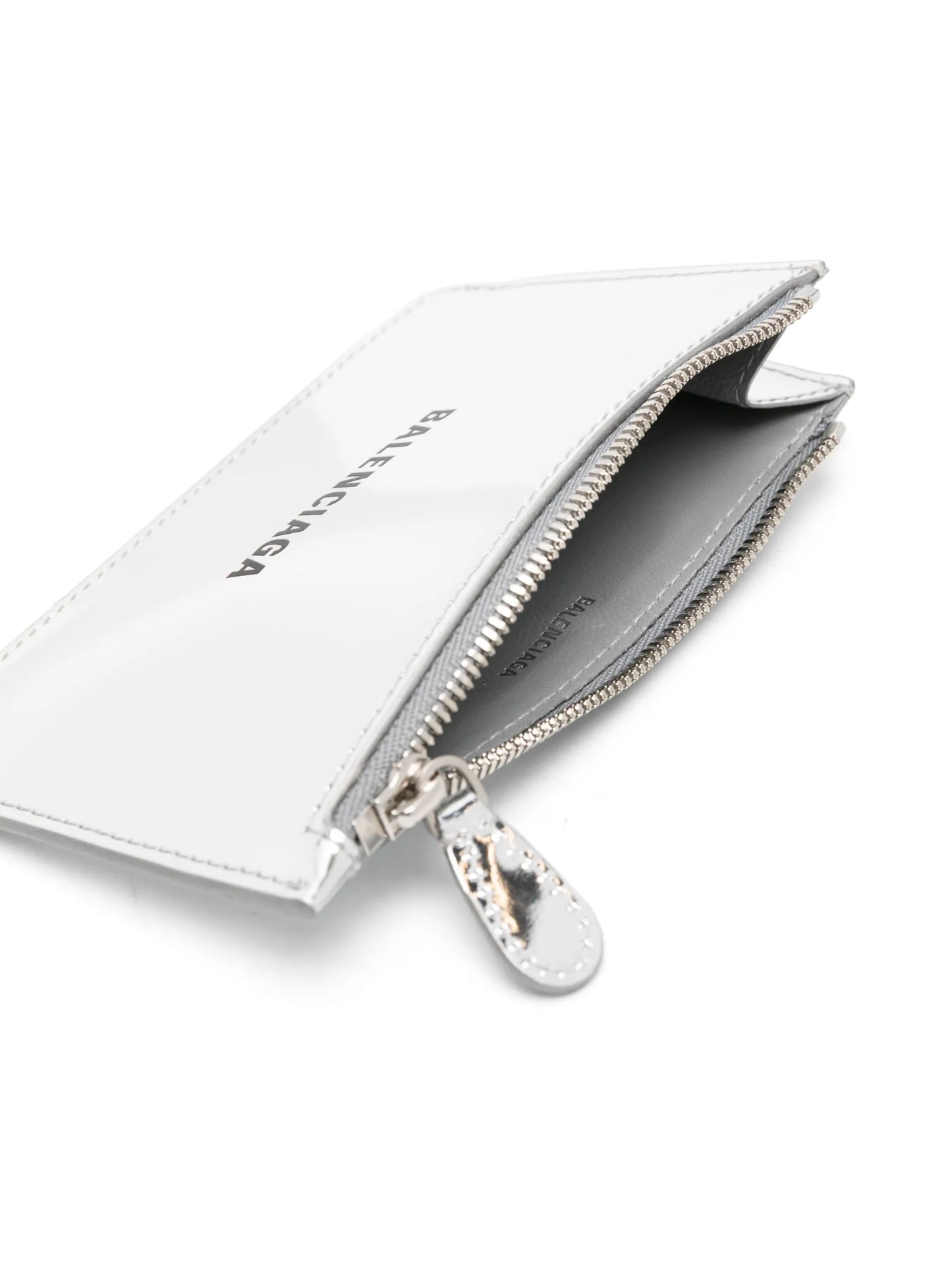 logo-print metallic leather cardholder
