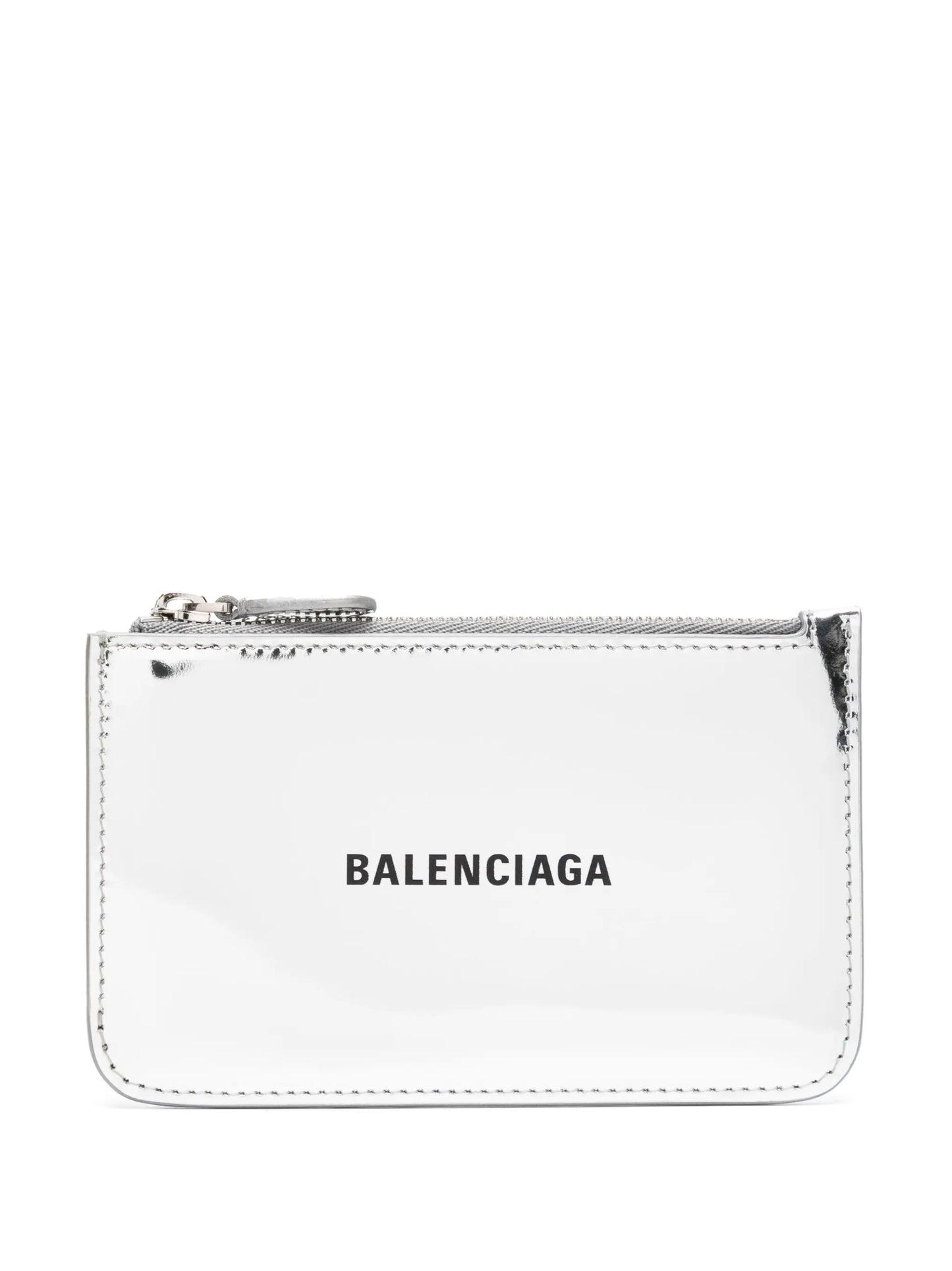 logo-print metallic leather cardholder