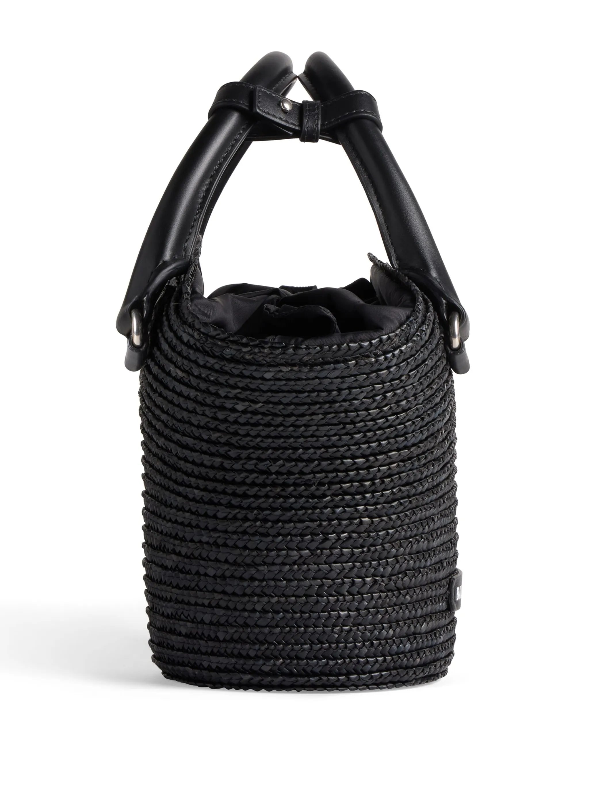 mini braided-raffia tote bag