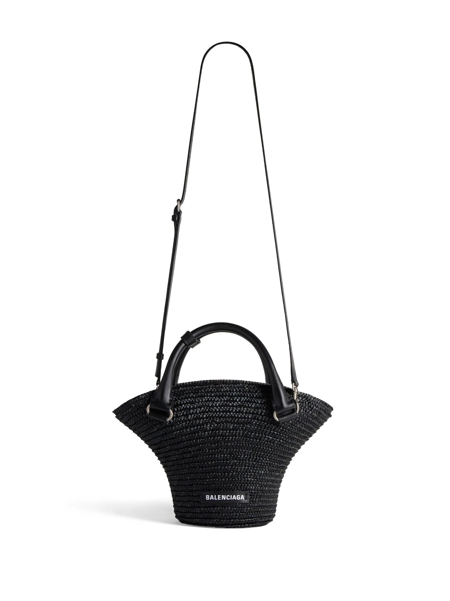 mini braided-raffia tote bag