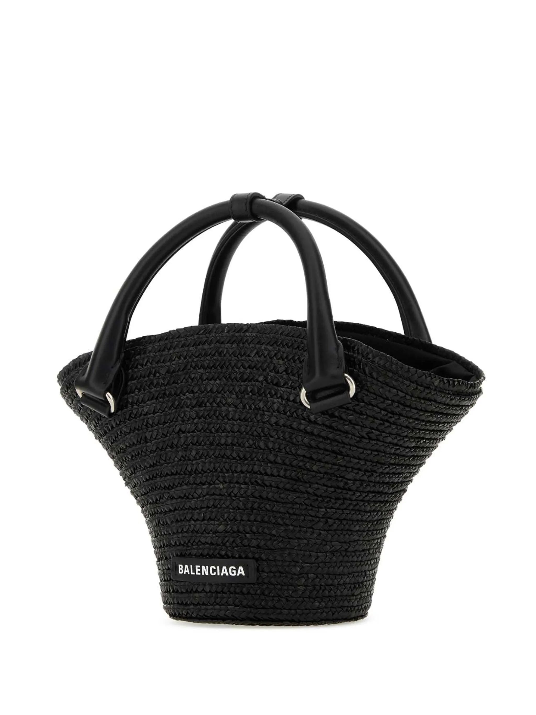 mini braided-raffia tote bag