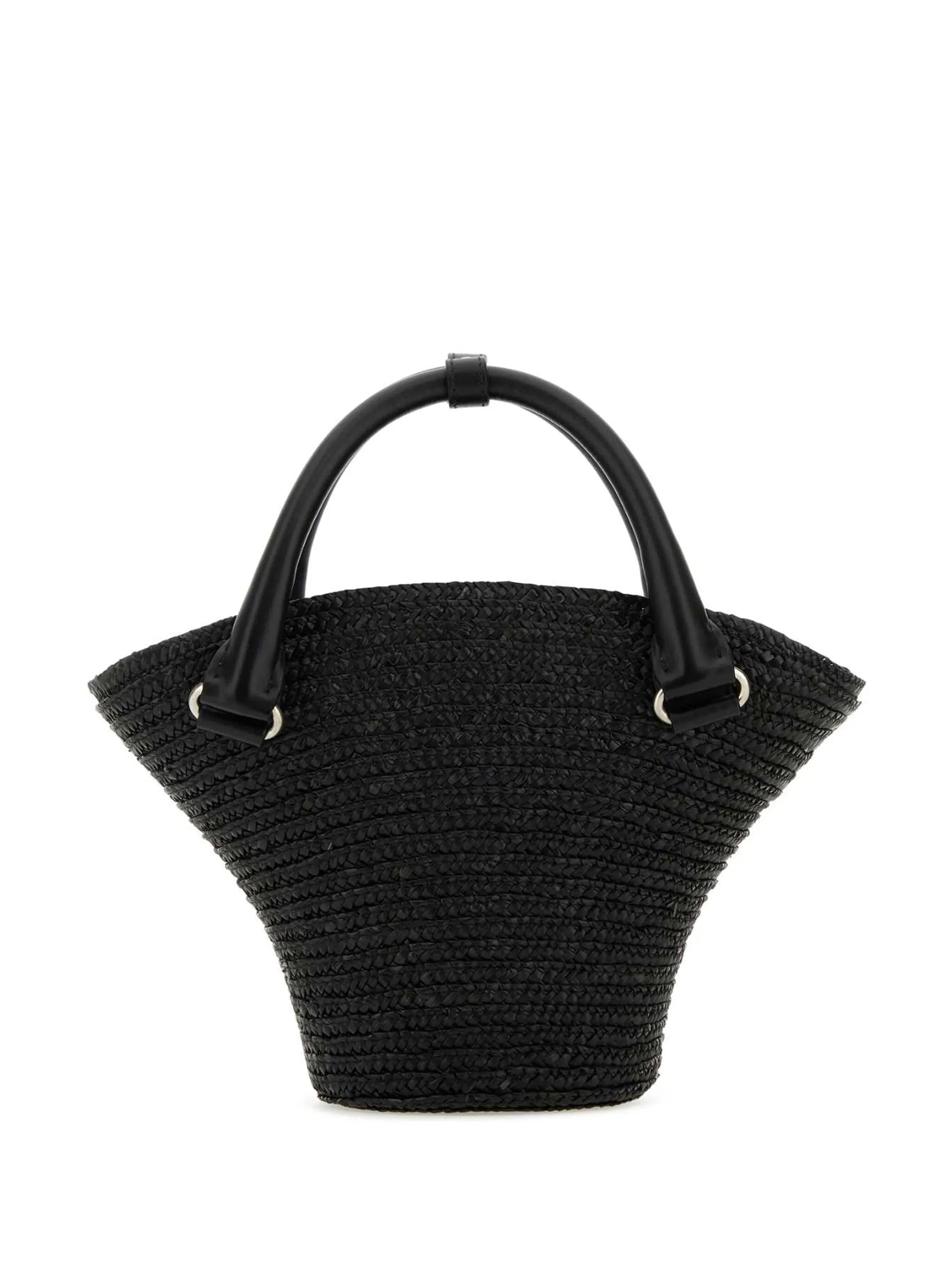 mini braided-raffia tote bag