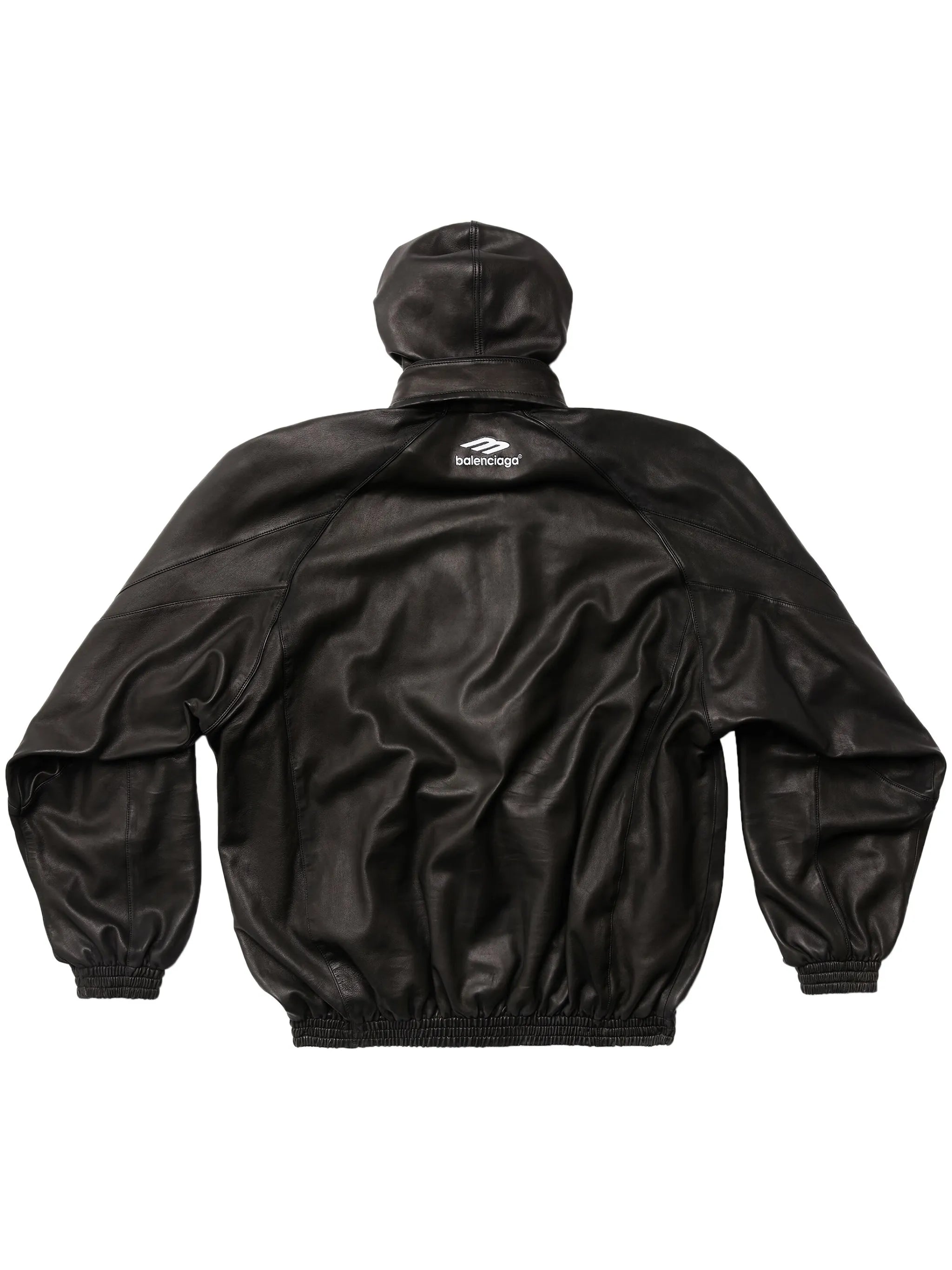 logo-print leather hooded jacket