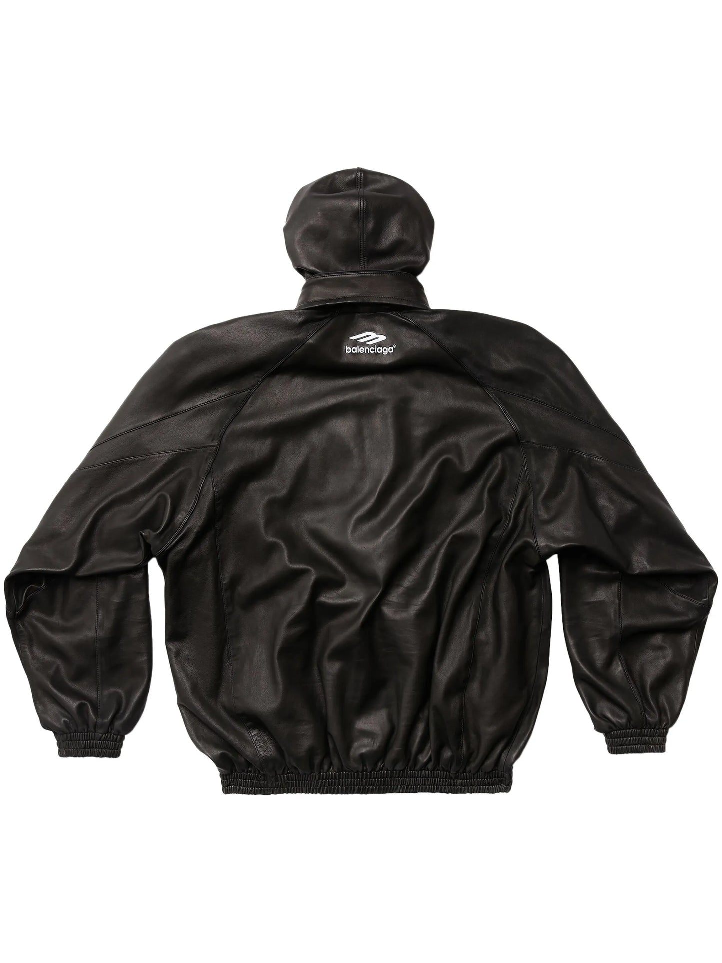 logo-print leather hooded jacket