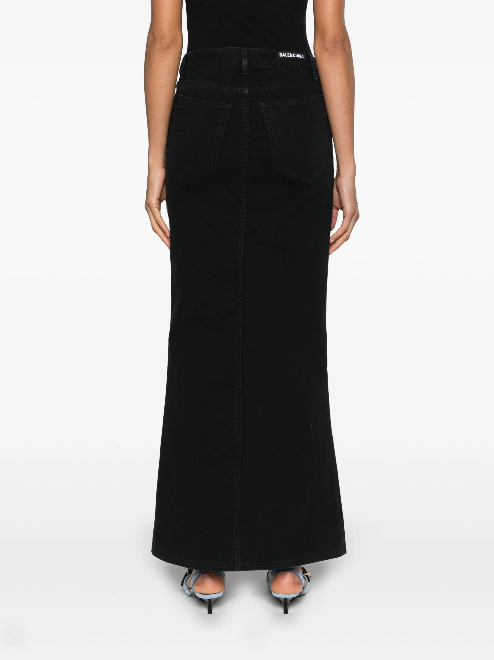mid-rise denim skirt