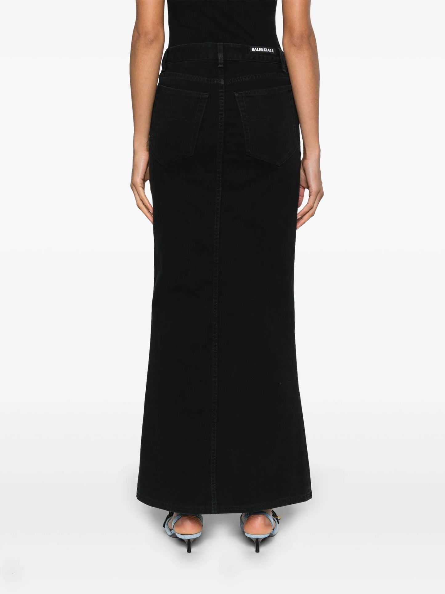 mid-rise denim skirt